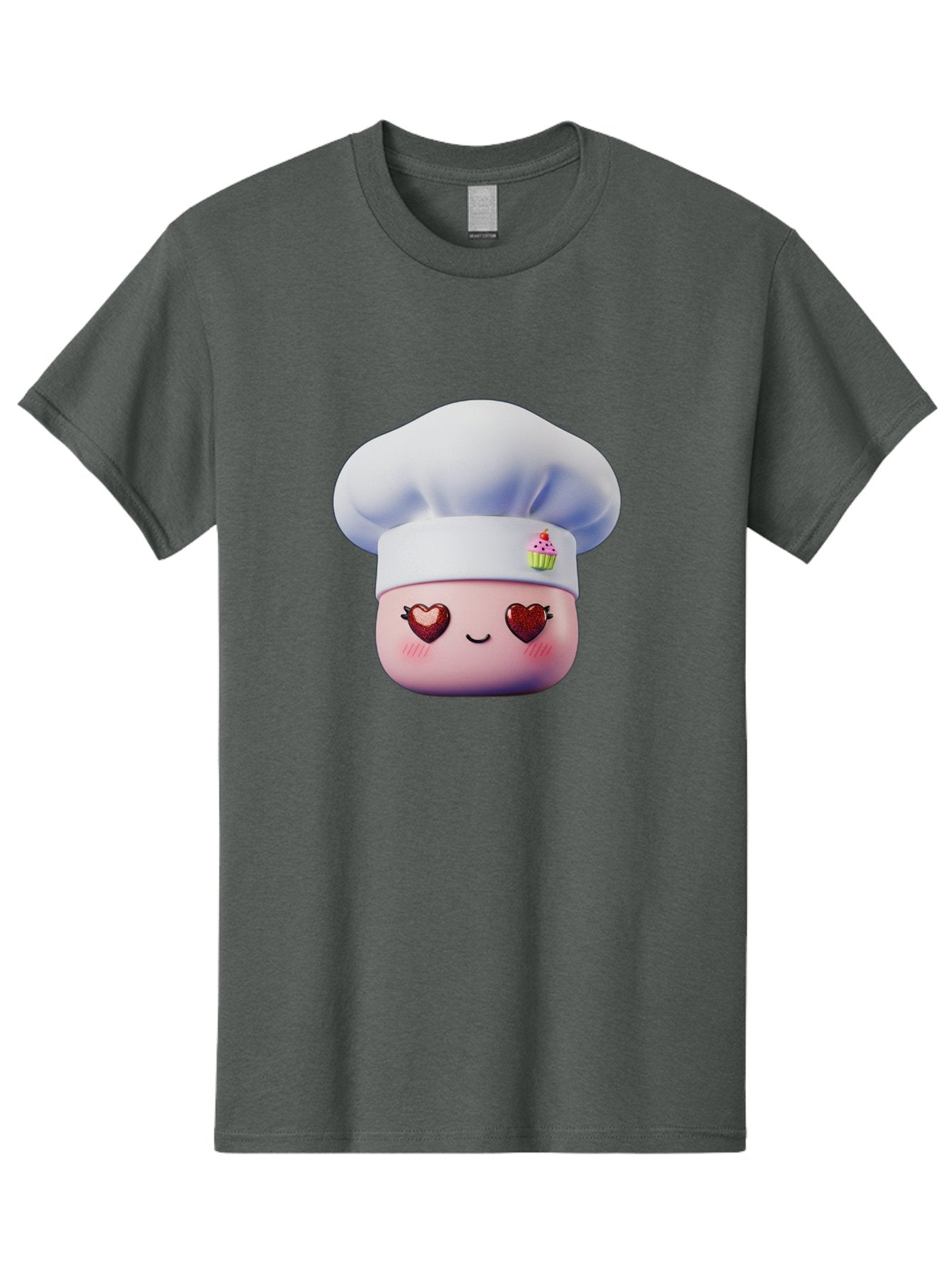 Cupcake-Chef Men'S Graphic Tee, 100% Cotton, Comfortable Casual Summer Wear, Machine Washable, Cartoon Chef, Baker Character, Sweet Treats, Heart-Shaped Eyes, Dessert Design, Baking Love, Pastry Chef Hat, Cute Pastel Colors, Whimsical Bakery Bac956 12