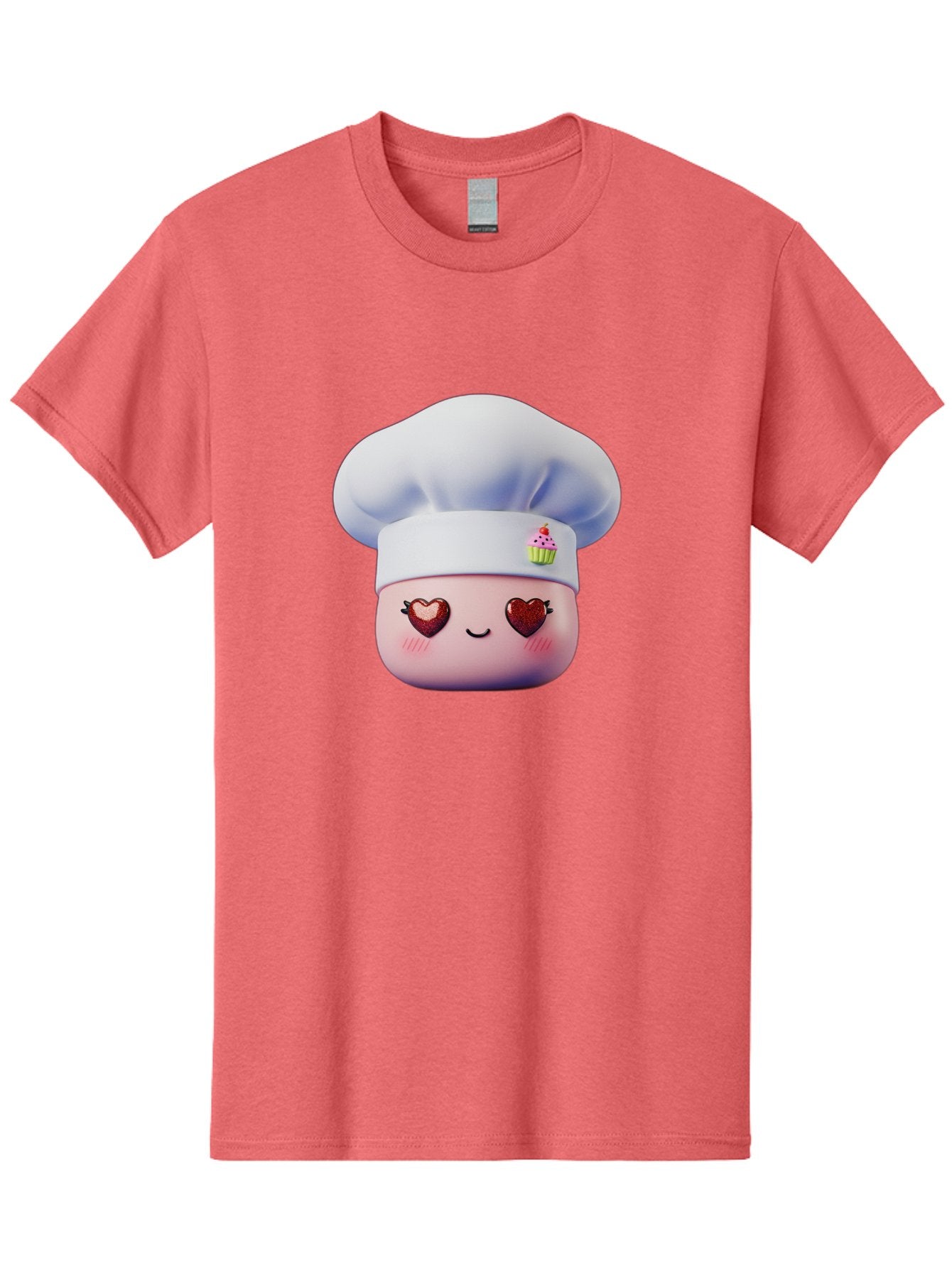 Cupcake-Chef Men'S Graphic Tee, 100% Cotton, Comfortable Casual Summer Wear, Machine Washable, Cartoon Chef, Baker Character, Sweet Treats, Heart-Shaped Eyes, Dessert Design, Baking Love, Pastry Chef Hat, Cute Pastel Colors, Whimsical Bakery Bac956 14