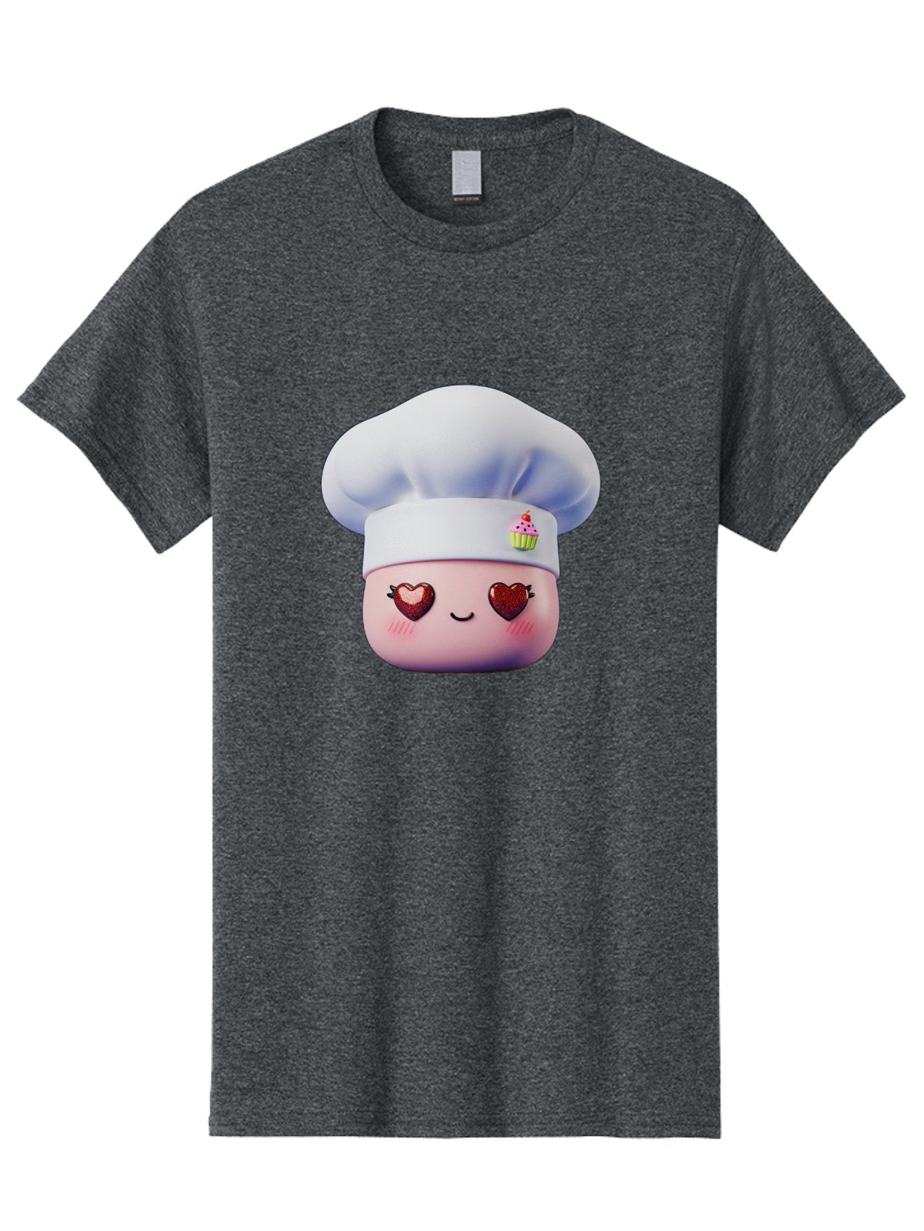 Cupcake-Chef Men'S Graphic Tee, 100% Cotton, Comfortable Casual Summer Wear, Machine Washable, Cartoon Chef, Baker Character, Sweet Treats, Heart-Shaped Eyes, Dessert Design, Baking Love, Pastry Chef Hat, Cute Pastel Colors, Whimsical Bakery Bac956 11