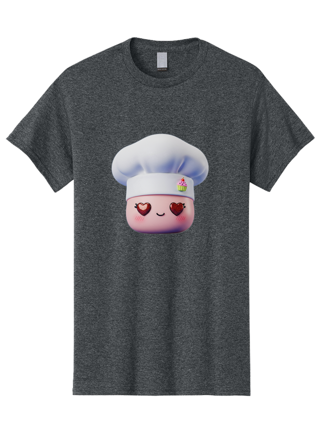 Cupcake-Chef Men'S Graphic Tee, 100% Cotton, Comfortable Casual Summer Wear, Machine Washable, Cartoon Chef, Baker Character, Sweet Treats, Heart-Shaped Eyes, Dessert Design, Baking Love, Pastry Chef Hat, Cute Pastel Colors, Whimsical Bakery Bac956 4