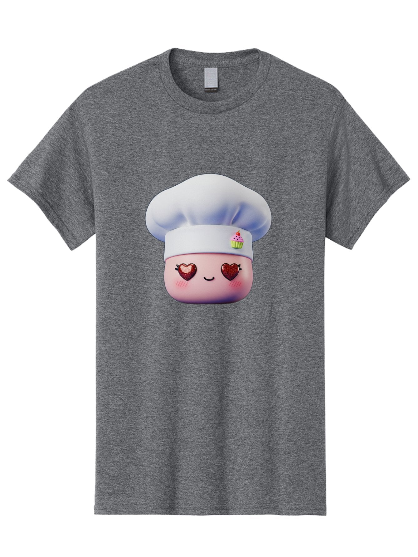 Cupcake-Chef Men'S Graphic Tee, 100% Cotton, Comfortable Casual Summer Wear, Machine Washable, Cartoon Chef, Baker Character, Sweet Treats, Heart-Shaped Eyes, Dessert Design, Baking Love, Pastry Chef Hat, Cute Pastel Colors, Whimsical Bakery Bac956 4