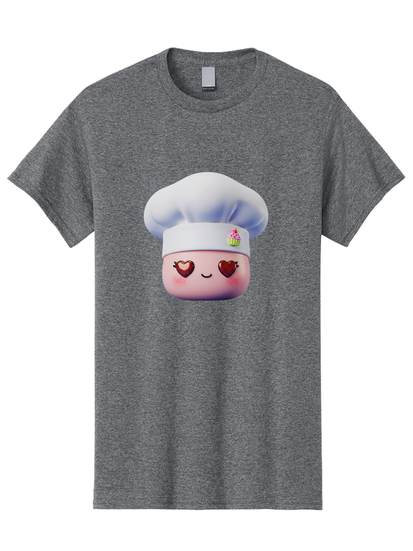 Cupcake-Chef Men'S Graphic Tee, 100% Cotton, Comfortable Casual Summer Wear, Machine Washable, Cartoon Chef, Baker Character, Sweet Treats, Heart-Shaped Eyes, Dessert Design, Baking Love, Pastry Chef Hat, Cute Pastel Colors, Whimsical Bakery Bac956 12