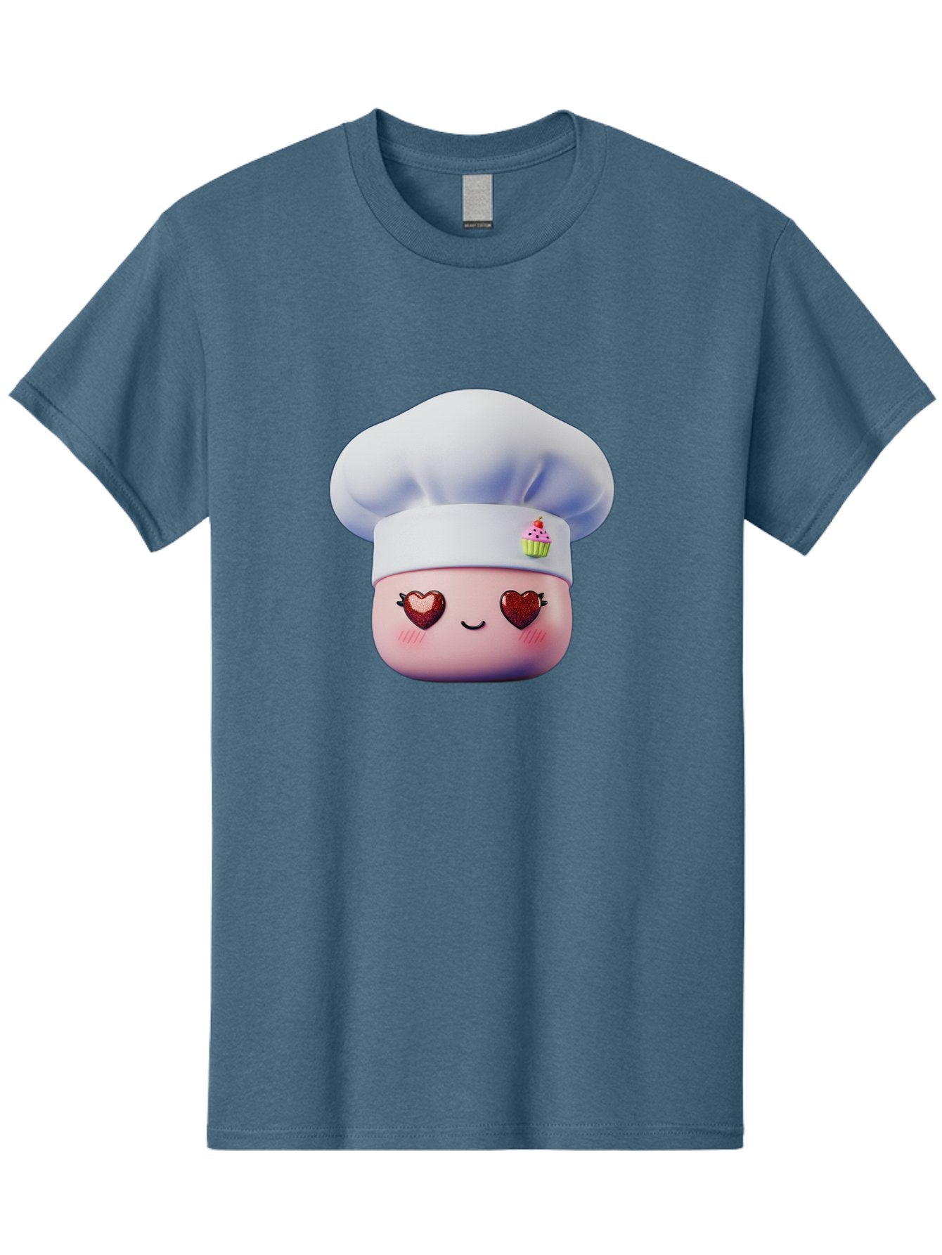 Cupcake-Chef Men'S Graphic Tee, 100% Cotton, Comfortable Casual Summer Wear, Machine Washable, Cartoon Chef, Baker Character, Sweet Treats, Heart-Shaped Eyes, Dessert Design, Baking Love, Pastry Chef Hat, Cute Pastel Colors, Whimsical Bakery Bac956 5