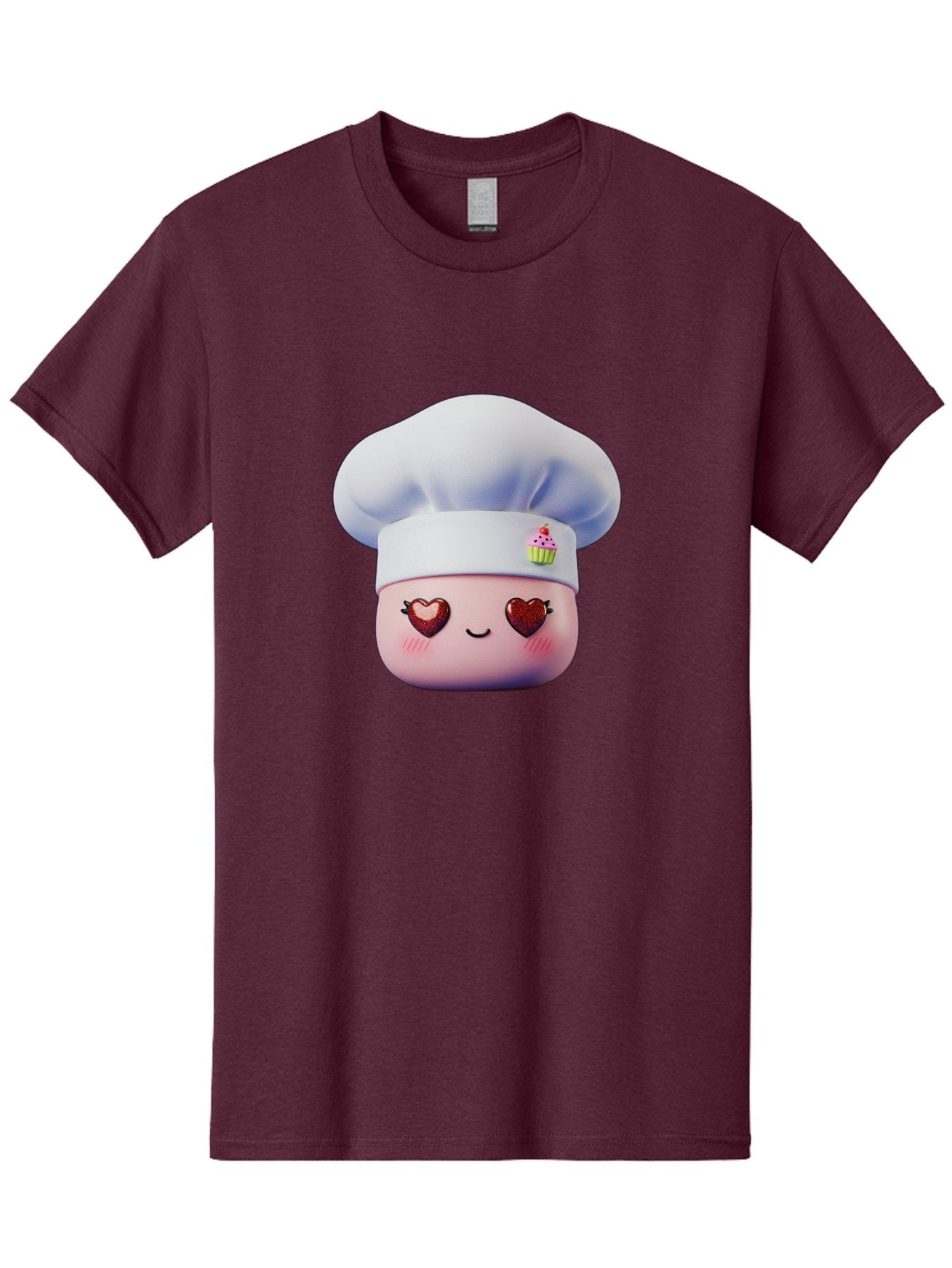 Cupcake-Chef Men'S Graphic Tee, 100% Cotton, Comfortable Casual Summer Wear, Machine Washable, Cartoon Chef, Baker Character, Sweet Treats, Heart-Shaped Eyes, Dessert Design, Baking Love, Pastry Chef Hat, Cute Pastel Colors, Whimsical Bakery Bac956 15