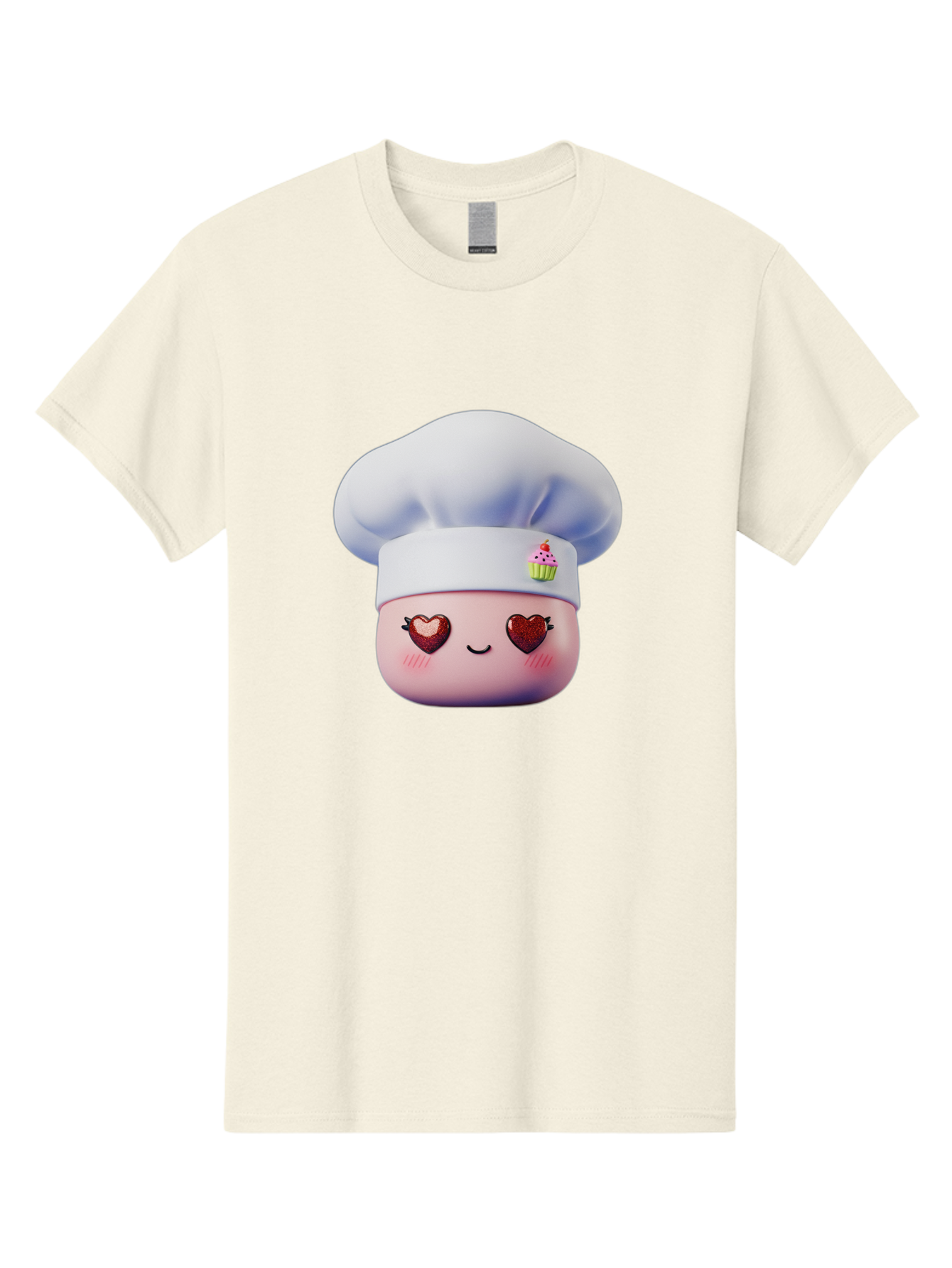Cupcake-Chef Men'S Graphic Tee, 100% Cotton, Comfortable Casual Summer Wear, Machine Washable, Cartoon Chef, Baker Character, Sweet Treats, Heart-Shaped Eyes, Dessert Design, Baking Love, Pastry Chef Hat, Cute Pastel Colors, Whimsical Bakery Bac956 6