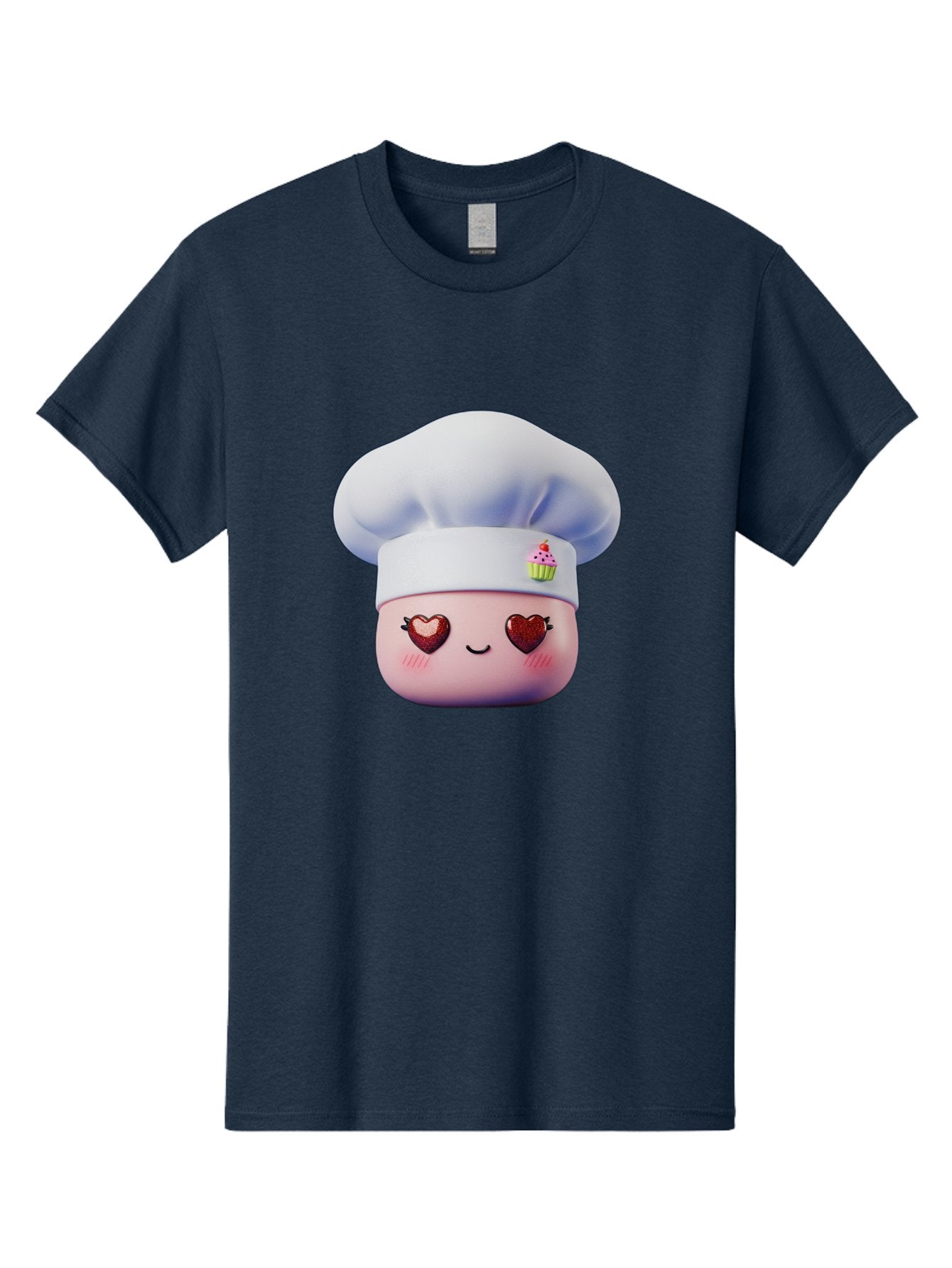 Cupcake-Chef Men'S Graphic Tee, 100% Cotton, Comfortable Casual Summer Wear, Machine Washable, Cartoon Chef, Baker Character, Sweet Treats, Heart-Shaped Eyes, Dessert Design, Baking Love, Pastry Chef Hat, Cute Pastel Colors, Whimsical Bakery Bac956 7