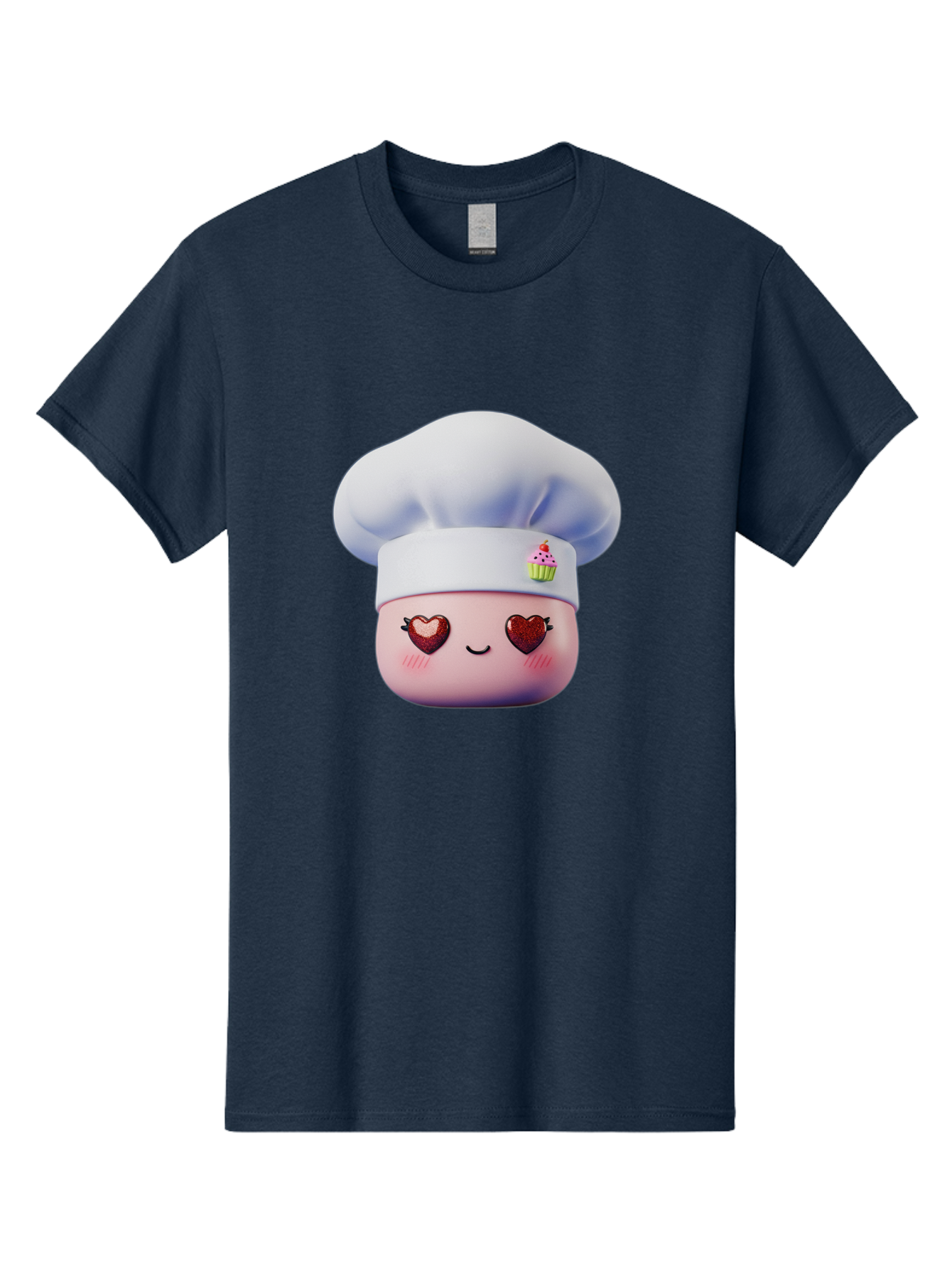 Cupcake-Chef Men'S Graphic Tee, 100% Cotton, Comfortable Casual Summer Wear, Machine Washable, Cartoon Chef, Baker Character, Sweet Treats, Heart-Shaped Eyes, Dessert Design, Baking Love, Pastry Chef Hat, Cute Pastel Colors, Whimsical Bakery Bac956 13