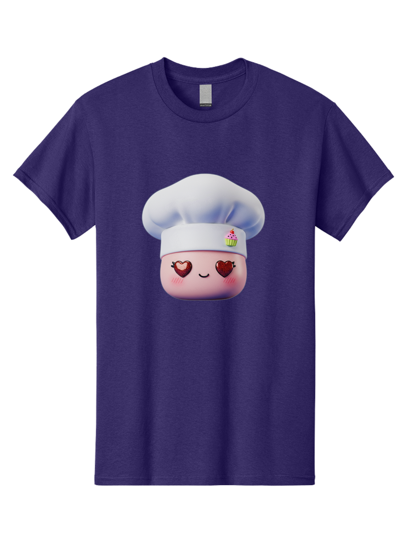 Cupcake-Chef Men'S Graphic Tee, 100% Cotton, Comfortable Casual Summer Wear, Machine Washable, Cartoon Chef, Baker Character, Sweet Treats, Heart-Shaped Eyes, Dessert Design, Baking Love, Pastry Chef Hat, Cute Pastel Colors, Whimsical Bakery Bac956 5