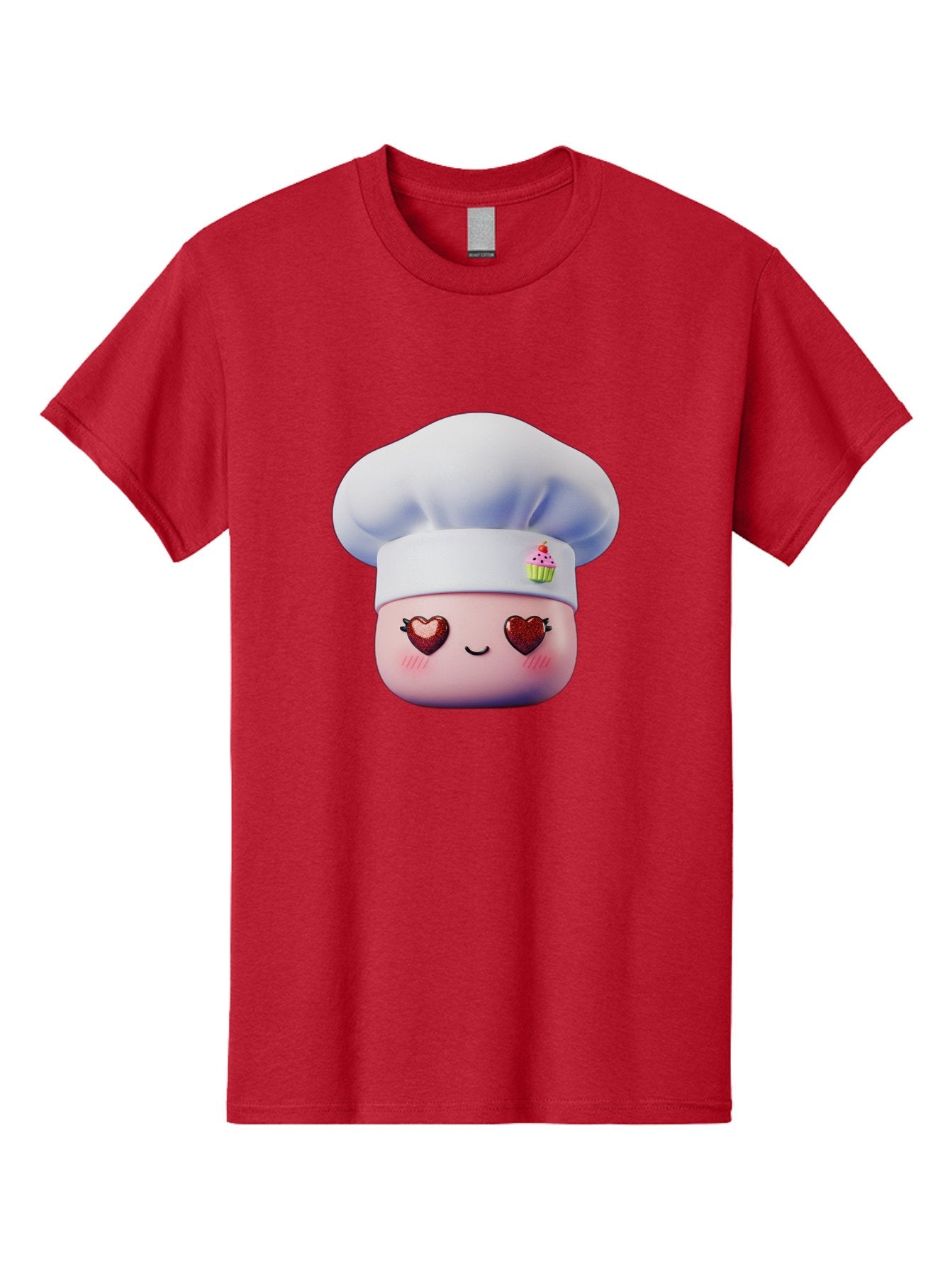 Cupcake-Chef Men'S Graphic Tee, 100% Cotton, Comfortable Casual Summer Wear, Machine Washable, Cartoon Chef, Baker Character, Sweet Treats, Heart-Shaped Eyes, Dessert Design, Baking Love, Pastry Chef Hat, Cute Pastel Colors, Whimsical Bakery Bac956 10