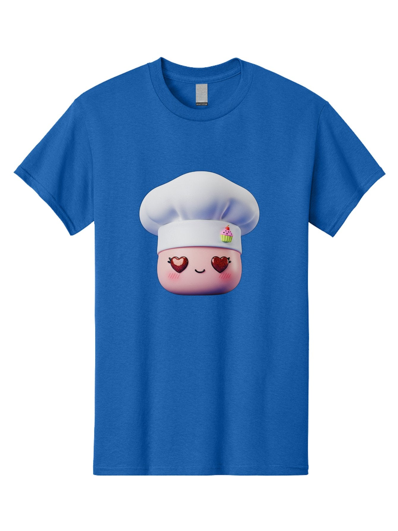 Cupcake-Chef Men'S Graphic Tee, 100% Cotton, Comfortable Casual Summer Wear, Machine Washable, Cartoon Chef, Baker Character, Sweet Treats, Heart-Shaped Eyes, Dessert Design, Baking Love, Pastry Chef Hat, Cute Pastel Colors, Whimsical Bakery Bac956 13