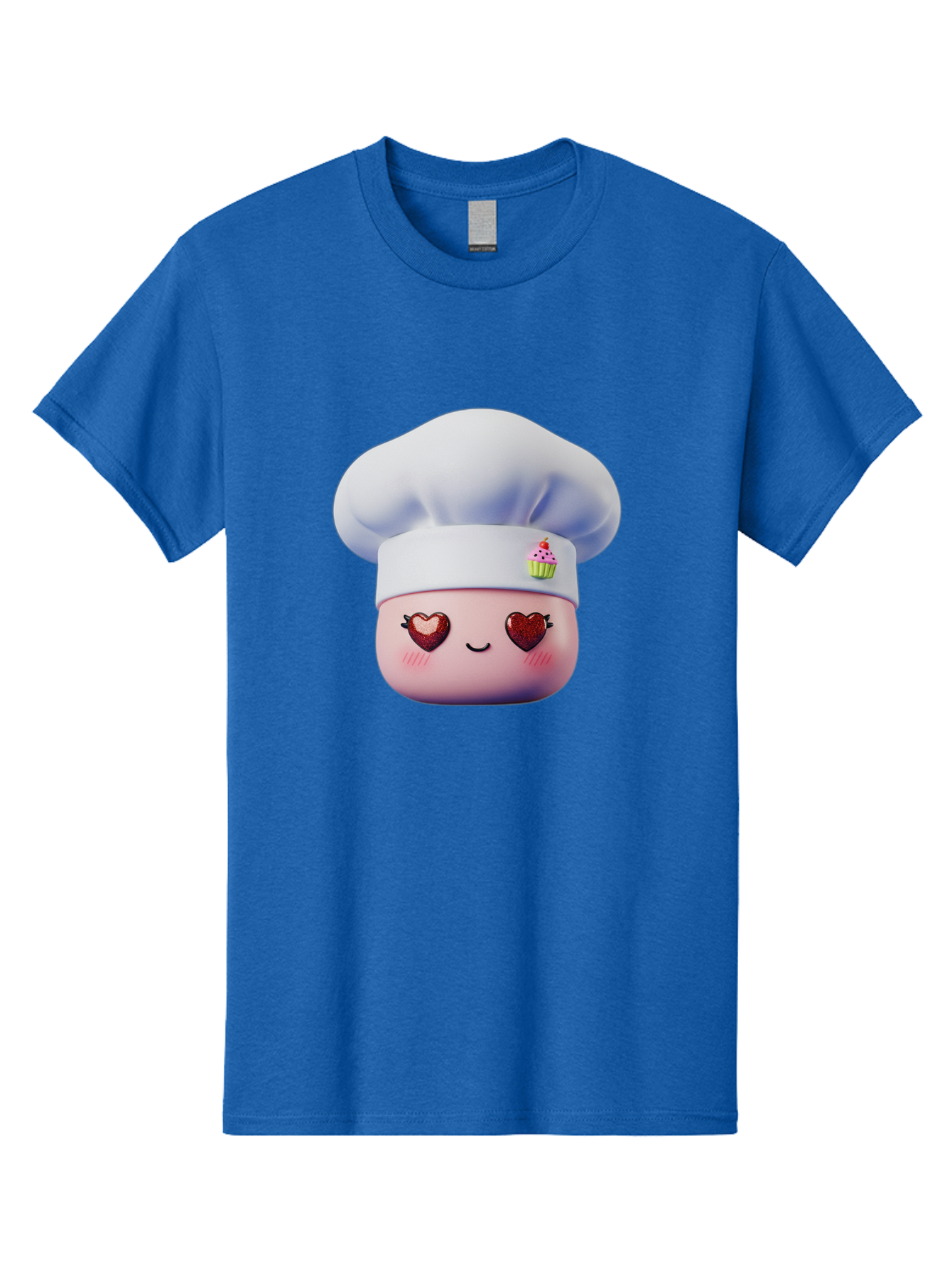 Cupcake-Chef Men'S Graphic Tee, 100% Cotton, Comfortable Casual Summer Wear, Machine Washable, Cartoon Chef, Baker Character, Sweet Treats, Heart-Shaped Eyes, Dessert Design, Baking Love, Pastry Chef Hat, Cute Pastel Colors, Whimsical Bakery Bac956 15