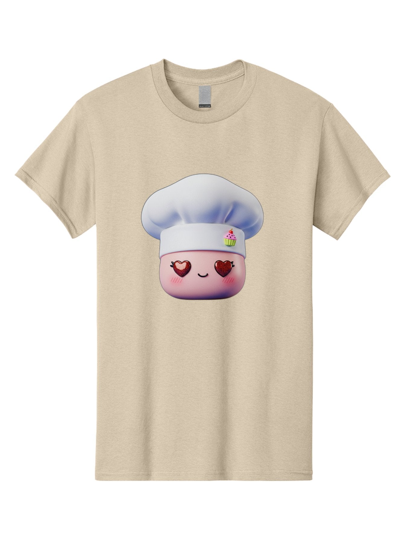 Cupcake-Chef Men'S Graphic Tee, 100% Cotton, Comfortable Casual Summer Wear, Machine Washable, Cartoon Chef, Baker Character, Sweet Treats, Heart-Shaped Eyes, Dessert Design, Baking Love, Pastry Chef Hat, Cute Pastel Colors, Whimsical Bakery Bac956 6
