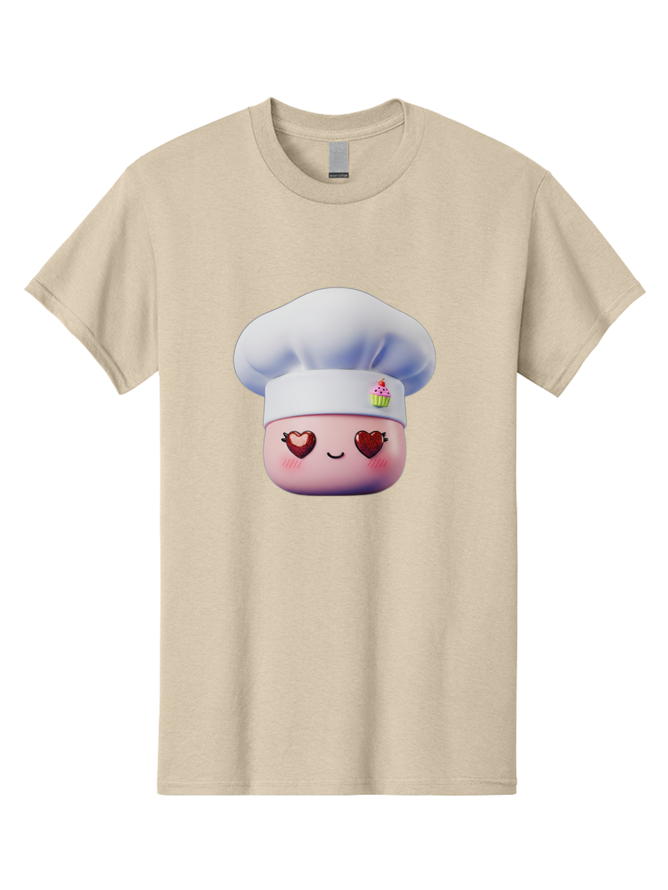 Cupcake-Chef Men'S Graphic Tee, 100% Cotton, Comfortable Casual Summer Wear, Machine Washable, Cartoon Chef, Baker Character, Sweet Treats, Heart-Shaped Eyes, Dessert Design, Baking Love, Pastry Chef Hat, Cute Pastel Colors, Whimsical Bakery Bac956 7