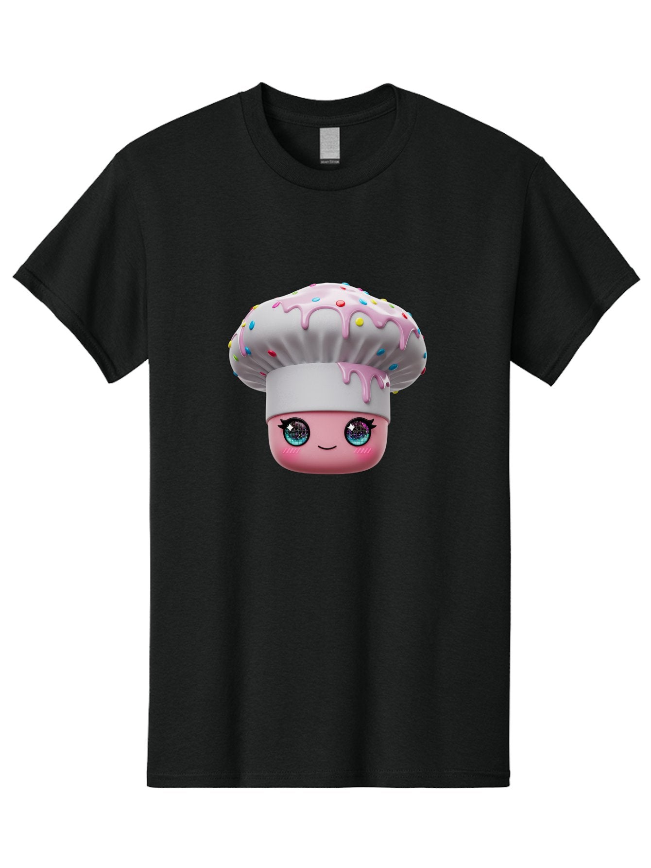 Cupcake Men'S Graphic Tee, 100% Cotton, Comfortable Casual Summer Wear, Machine Washable, Cartoon Cupcake, Cute Face, Sparkly Eyes, Pastel Colors, Sweet Treat, Dessert Illustration, Whimsical Design, Bakery Art, Foodie Graphics, Bac958 4