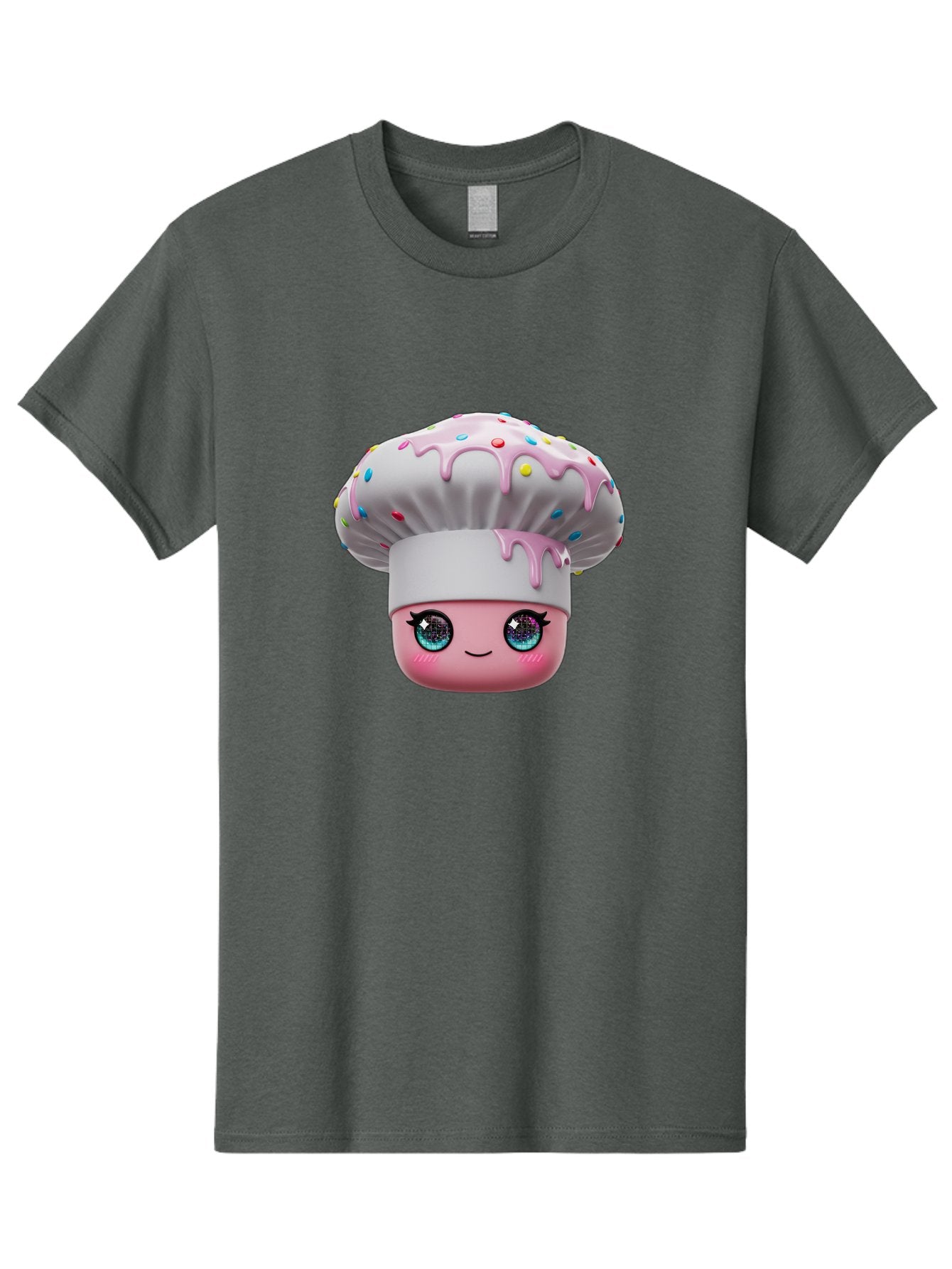 Cupcake Men'S Graphic Tee, 100% Cotton, Comfortable Casual Summer Wear, Machine Washable, Cartoon Cupcake, Cute Face, Sparkly Eyes, Pastel Colors, Sweet Treat, Dessert Illustration, Whimsical Design, Bakery Art, Foodie Graphics, Bac958 12