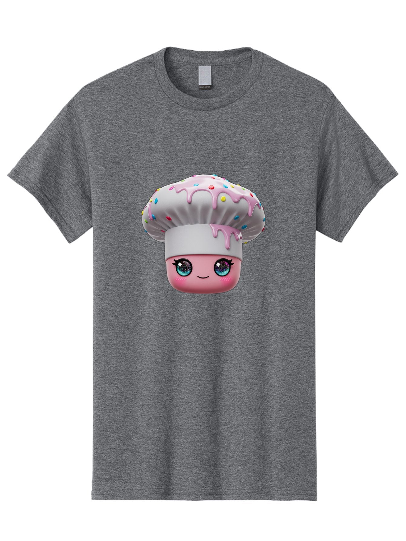 Cupcake Men'S Graphic Tee, 100% Cotton, Comfortable Casual Summer Wear, Machine Washable, Cartoon Cupcake, Cute Face, Sparkly Eyes, Pastel Colors, Sweet Treat, Dessert Illustration, Whimsical Design, Bakery Art, Foodie Graphics, Bac958 6
