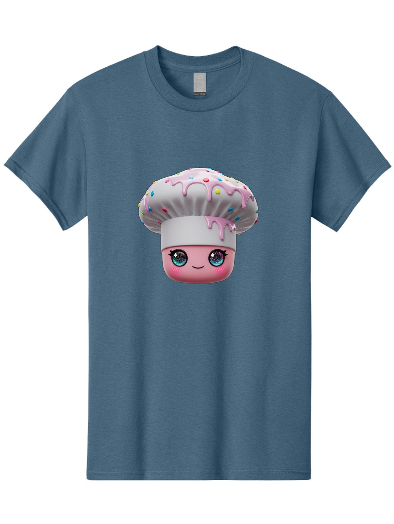 Cupcake Men'S Graphic Tee, 100% Cotton, Comfortable Casual Summer Wear, Machine Washable, Cartoon Cupcake, Cute Face, Sparkly Eyes, Pastel Colors, Sweet Treat, Dessert Illustration, Whimsical Design, Bakery Art, Foodie Graphics, Bac958 13