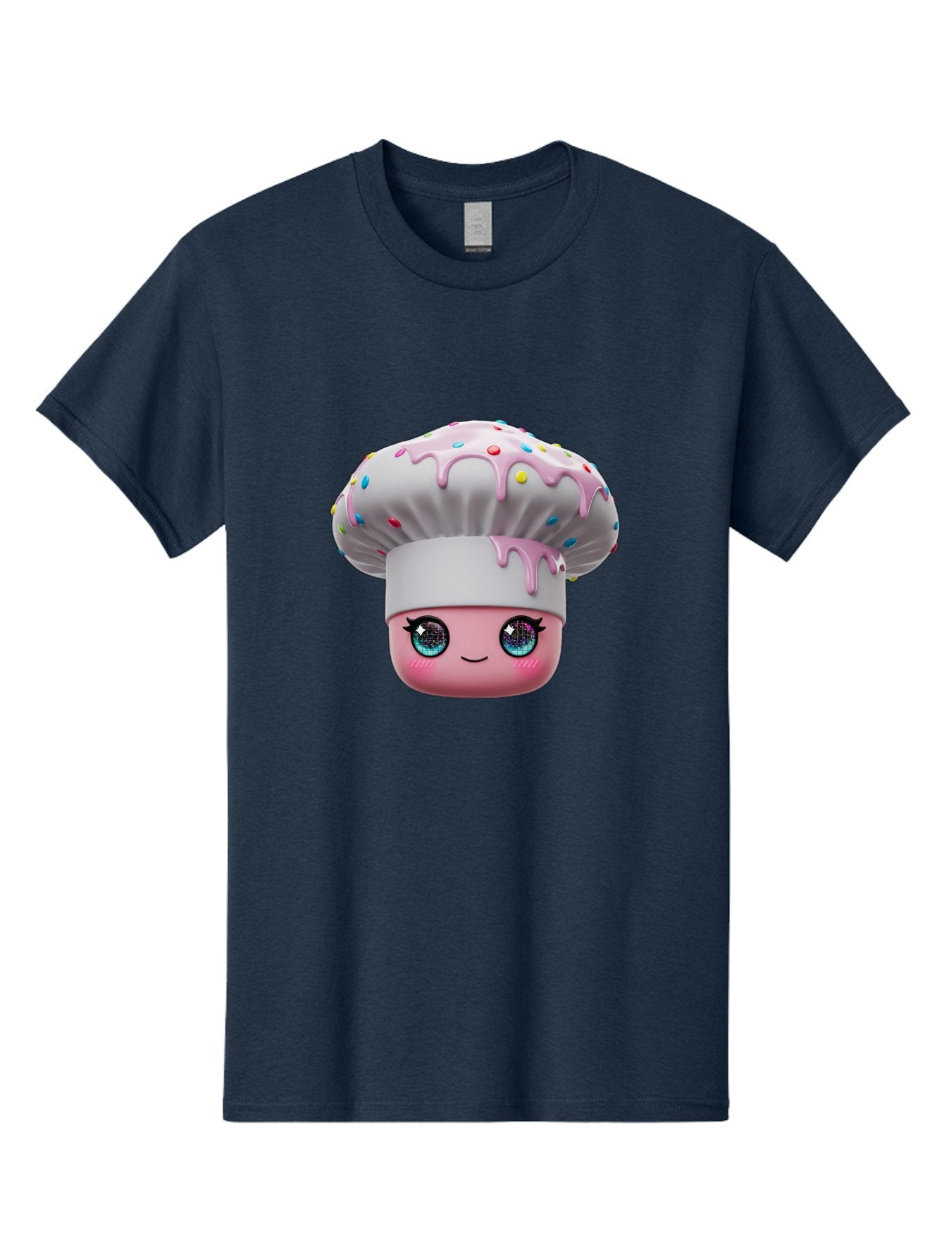 Cupcake Men'S Graphic Tee, 100% Cotton, Comfortable Casual Summer Wear, Machine Washable, Cartoon Cupcake, Cute Face, Sparkly Eyes, Pastel Colors, Sweet Treat, Dessert Illustration, Whimsical Design, Bakery Art, Foodie Graphics, Bac958 8