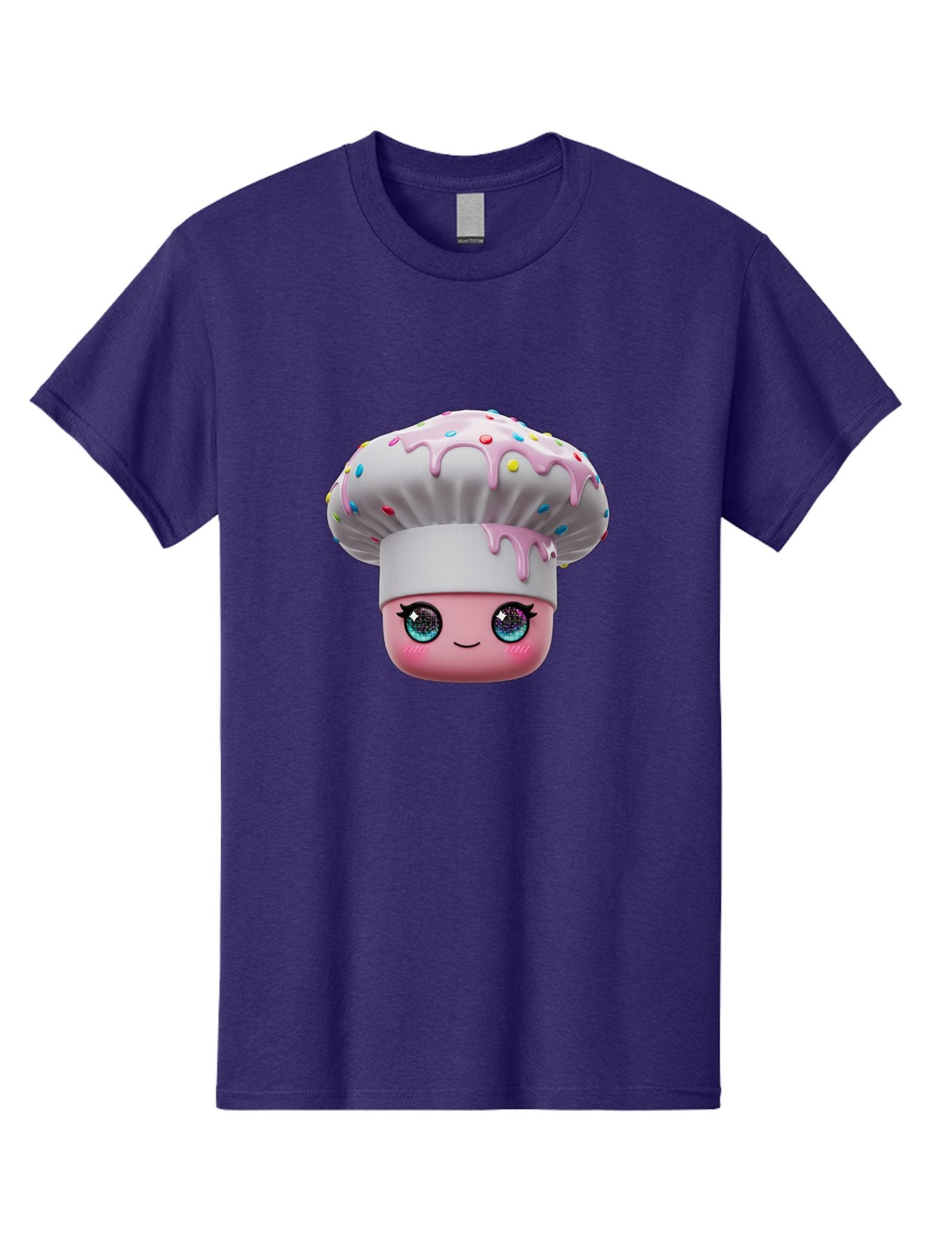 Cupcake Men'S Graphic Tee, 100% Cotton, Comfortable Casual Summer Wear, Machine Washable, Cartoon Cupcake, Cute Face, Sparkly Eyes, Pastel Colors, Sweet Treat, Dessert Illustration, Whimsical Design, Bakery Art, Foodie Graphics, Bac958