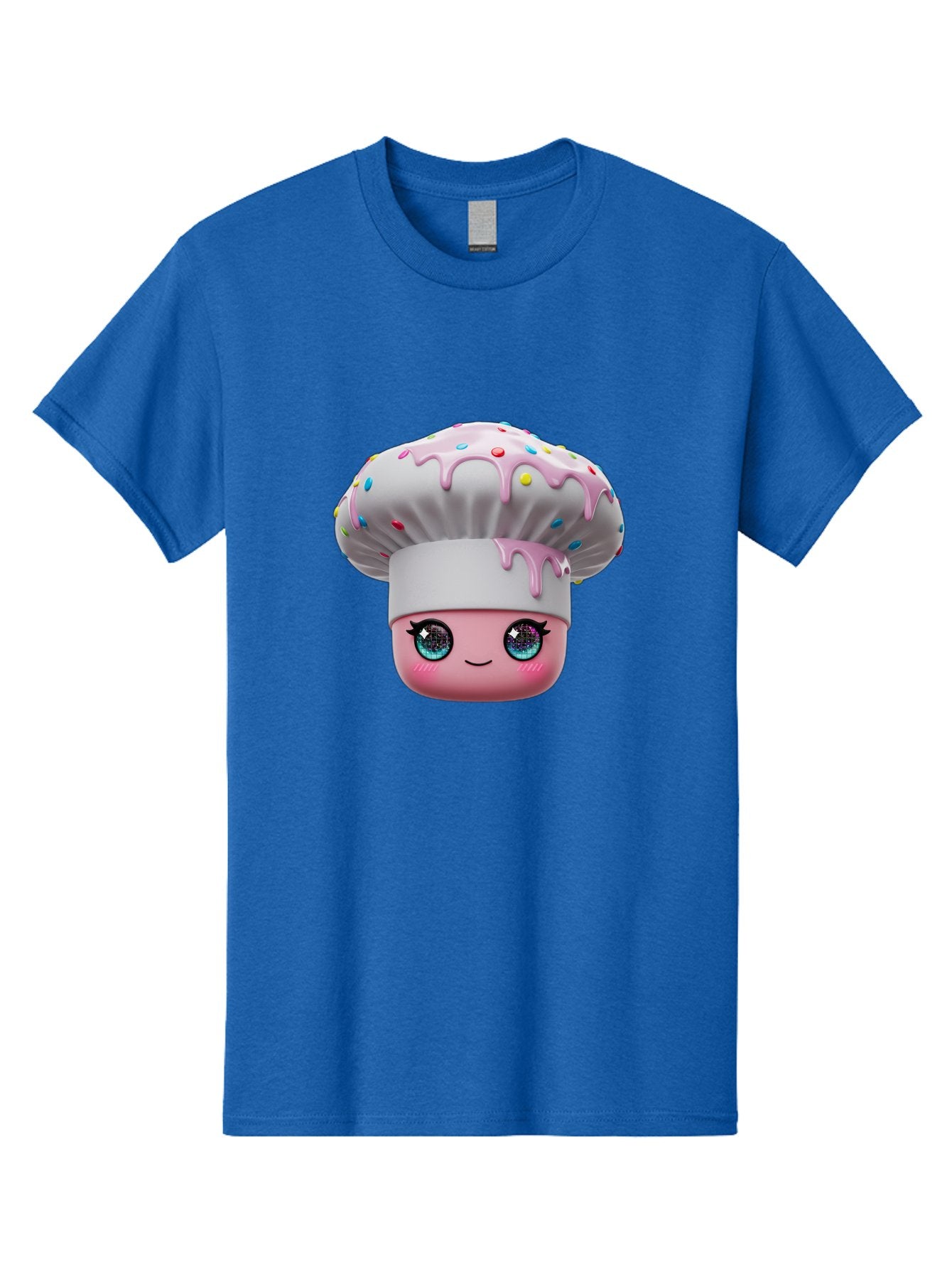 Cupcake Men'S Graphic Tee, 100% Cotton, Comfortable Casual Summer Wear, Machine Washable, Cartoon Cupcake, Cute Face, Sparkly Eyes, Pastel Colors, Sweet Treat, Dessert Illustration, Whimsical Design, Bakery Art, Foodie Graphics, Bac958 14