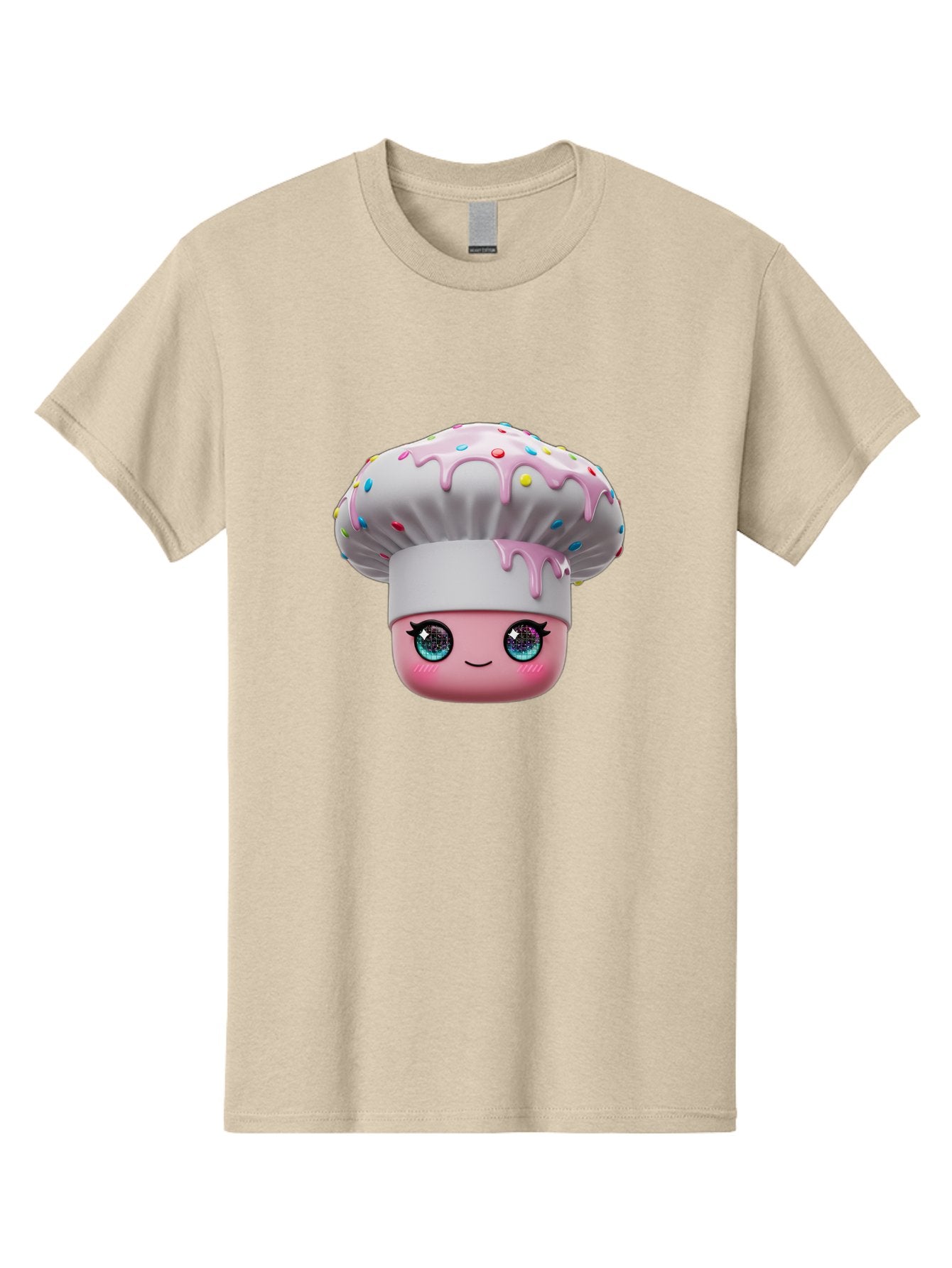 Cupcake Men'S Graphic Tee, 100% Cotton, Comfortable Casual Summer Wear, Machine Washable, Cartoon Cupcake, Cute Face, Sparkly Eyes, Pastel Colors, Sweet Treat, Dessert Illustration, Whimsical Design, Bakery Art, Foodie Graphics, Bac958 9