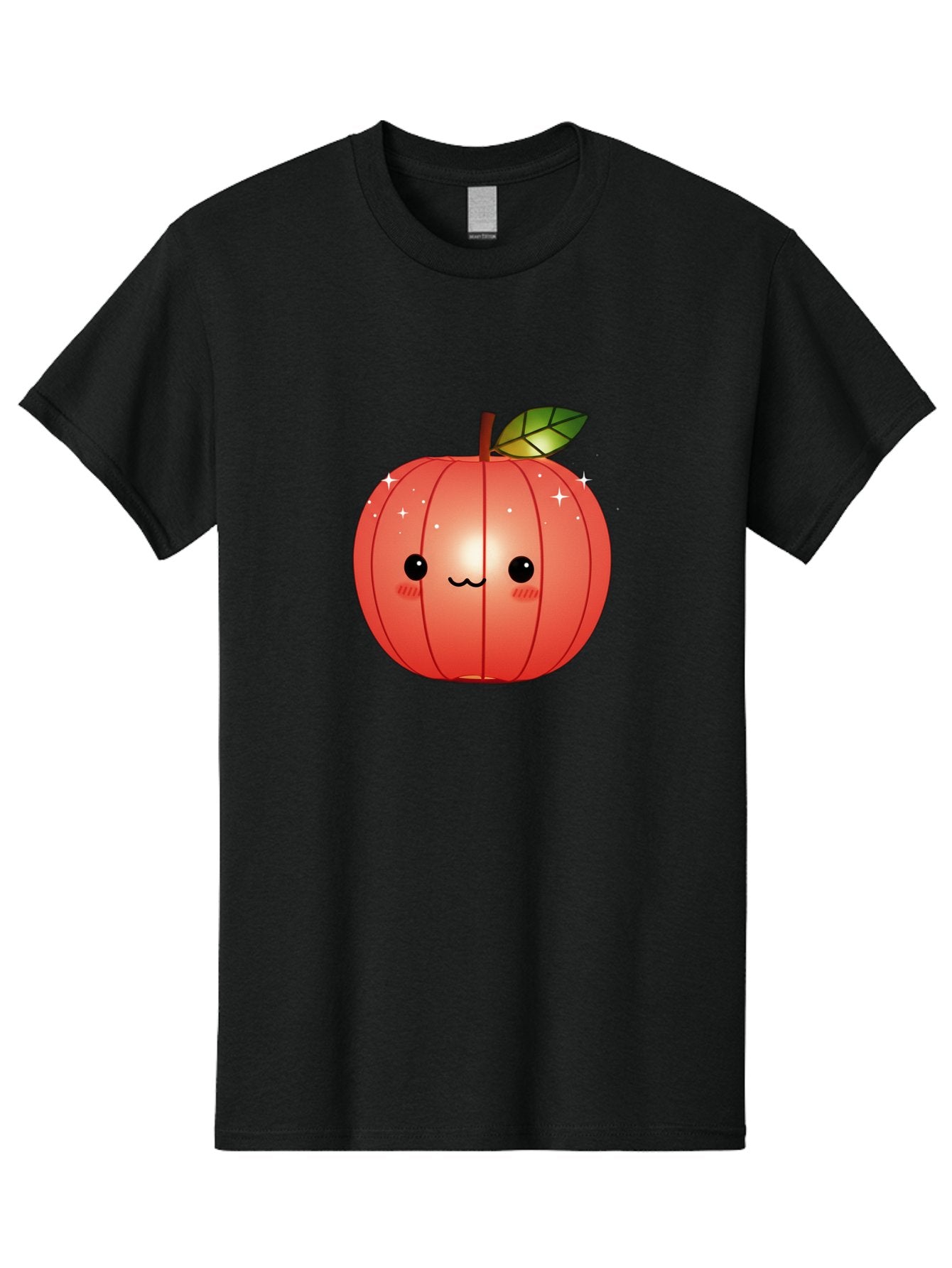 Cute-Apple Men'S Graphic Tee, 100% Cotton, Comfortable Casual Summer Wear, Machine Washable, Peach Fruit, Kawaii Character, Cartoon Style, Cute Face, Smiley Expression, Blushing Cheeks, Sparkles, Sweet Charm, Adorable Design Bac959 15