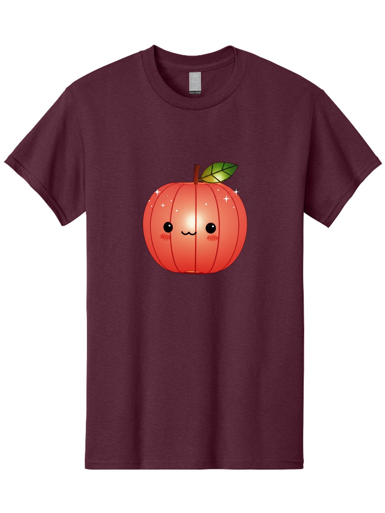 Cute-Apple Men'S Graphic Tee, 100% Cotton, Comfortable Casual Summer Wear, Machine Washable, Peach Fruit, Kawaii Character, Cartoon Style, Cute Face, Smiley Expression, Blushing Cheeks, Sparkles, Sweet Charm, Adorable Design Bac959 11