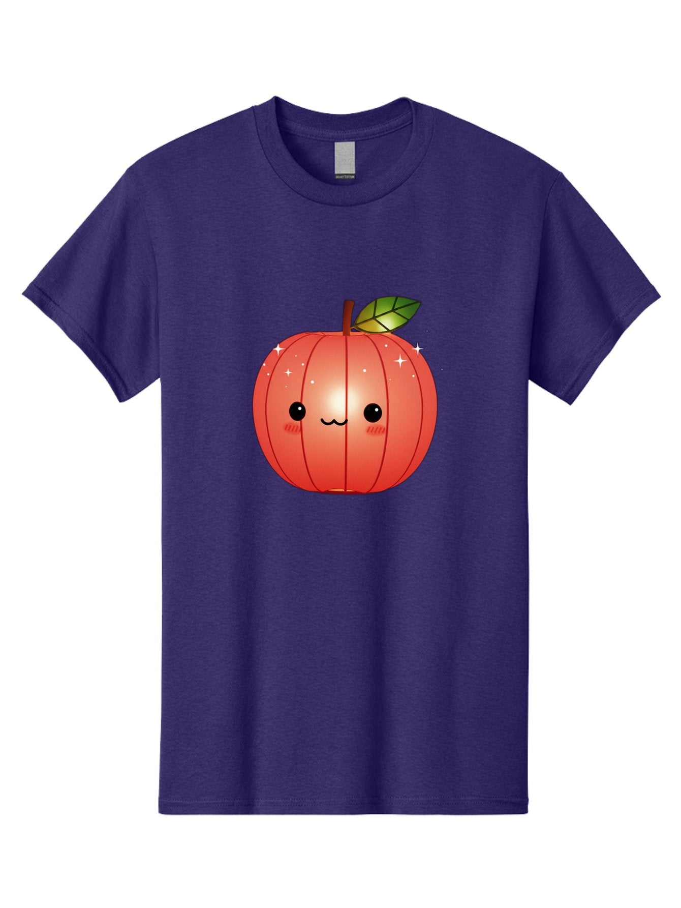 Cute-Apple Men'S Graphic Tee, 100% Cotton, Comfortable Casual Summer Wear, Machine Washable, Peach Fruit, Kawaii Character, Cartoon Style, Cute Face, Smiley Expression, Blushing Cheeks, Sparkles, Sweet Charm, Adorable Design Bac959 12