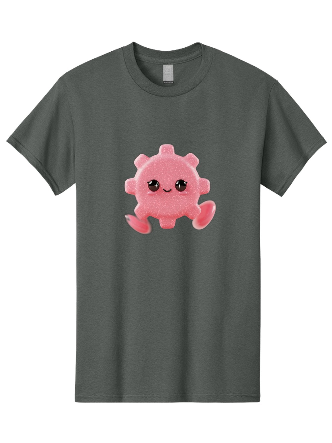 Cute-Axolotl Men'S Graphic Tee, 100% Cotton, Comfortable Casual Summer Wear, Machine Washable, Pink Axolotl, Cute Cartoon Character, Smiling Face, Sparkly Eyes, Playful Creature, Adorable Animal, Kawaii Character, Fluffy Texture, Bac960 3