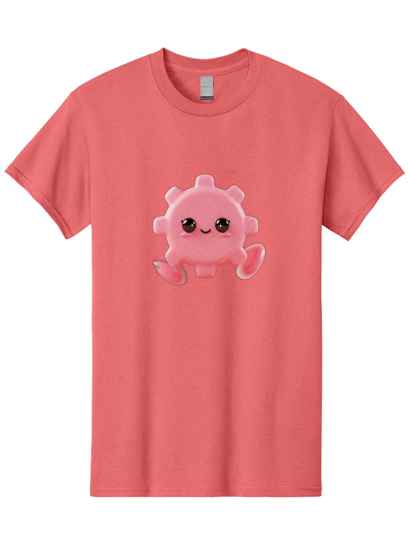 Cute-Axolotl Men'S Graphic Tee, 100% Cotton, Comfortable Casual Summer Wear, Machine Washable, Pink Axolotl, Cute Cartoon Character, Smiling Face, Sparkly Eyes, Playful Creature, Adorable Animal, Kawaii Character, Fluffy Texture, Bac960 7