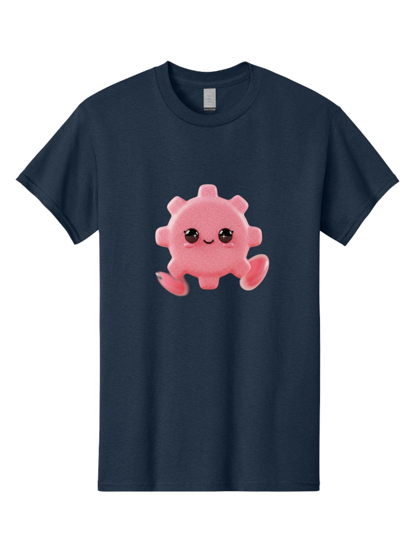 Cute-Axolotl Men'S Graphic Tee, 100% Cotton, Comfortable Casual Summer Wear, Machine Washable, Pink Axolotl, Cute Cartoon Character, Smiling Face, Sparkly Eyes, Playful Creature, Adorable Animal, Kawaii Character, Fluffy Texture, Bac960 15