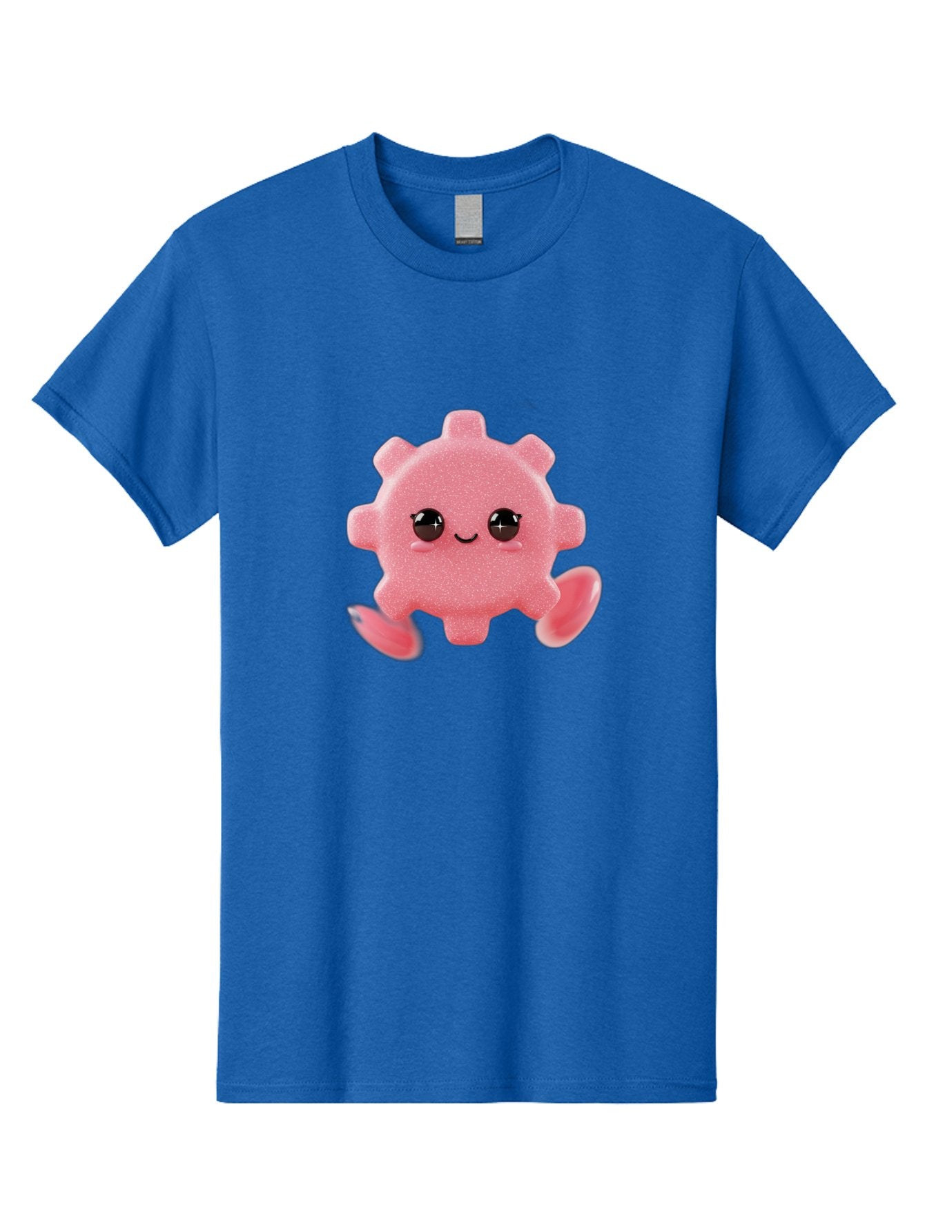 Cute-Axolotl Men'S Graphic Tee, 100% Cotton, Comfortable Casual Summer Wear, Machine Washable, Pink Axolotl, Cute Cartoon Character, Smiling Face, Sparkly Eyes, Playful Creature, Adorable Animal, Kawaii Character, Fluffy Texture, Bac960 8