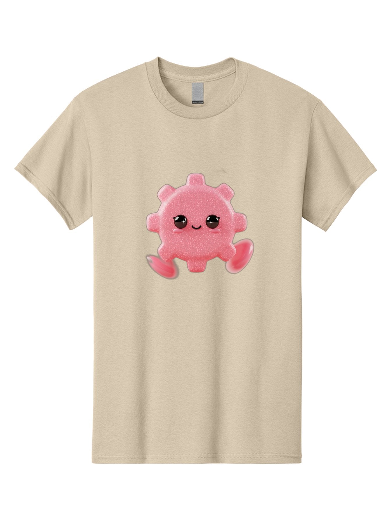 Cute-Axolotl Men'S Graphic Tee, 100% Cotton, Comfortable Casual Summer Wear, Machine Washable, Pink Axolotl, Cute Cartoon Character, Smiling Face, Sparkly Eyes, Playful Creature, Adorable Animal, Kawaii Character, Fluffy Texture, Bac960