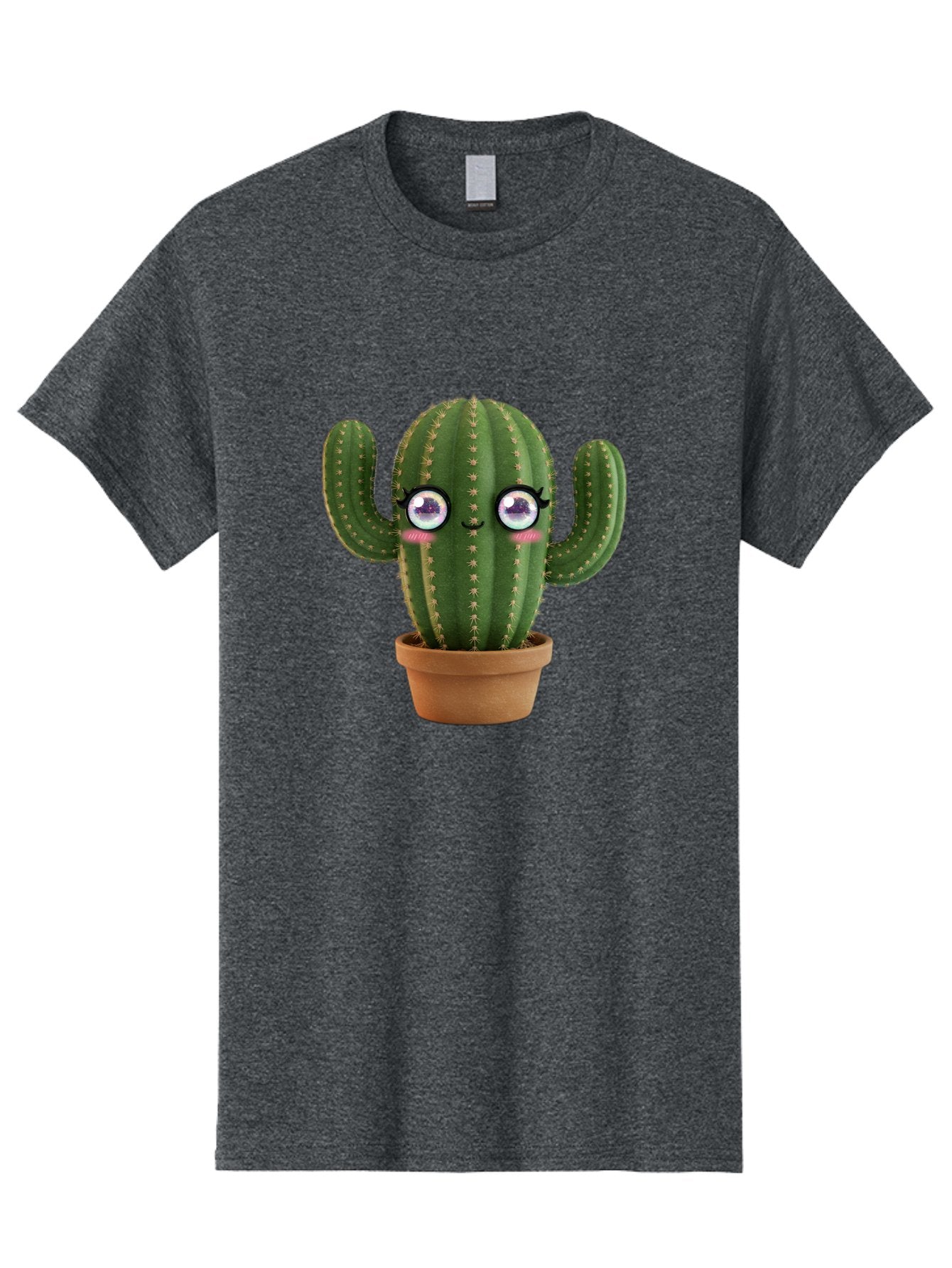 Cute-Cactus-1 Men'S Graphic Tee, 100% Cotton, Comfortable Casual Summer Wear, Machine Washable, Cartoon Cactus, Anthropomorphic Plant, Kawaii Character, Potted Cactus, Succulent Design, Funny Face, Cute Eyes, Terracotta Pot, Quirky Character, Bac961 8
