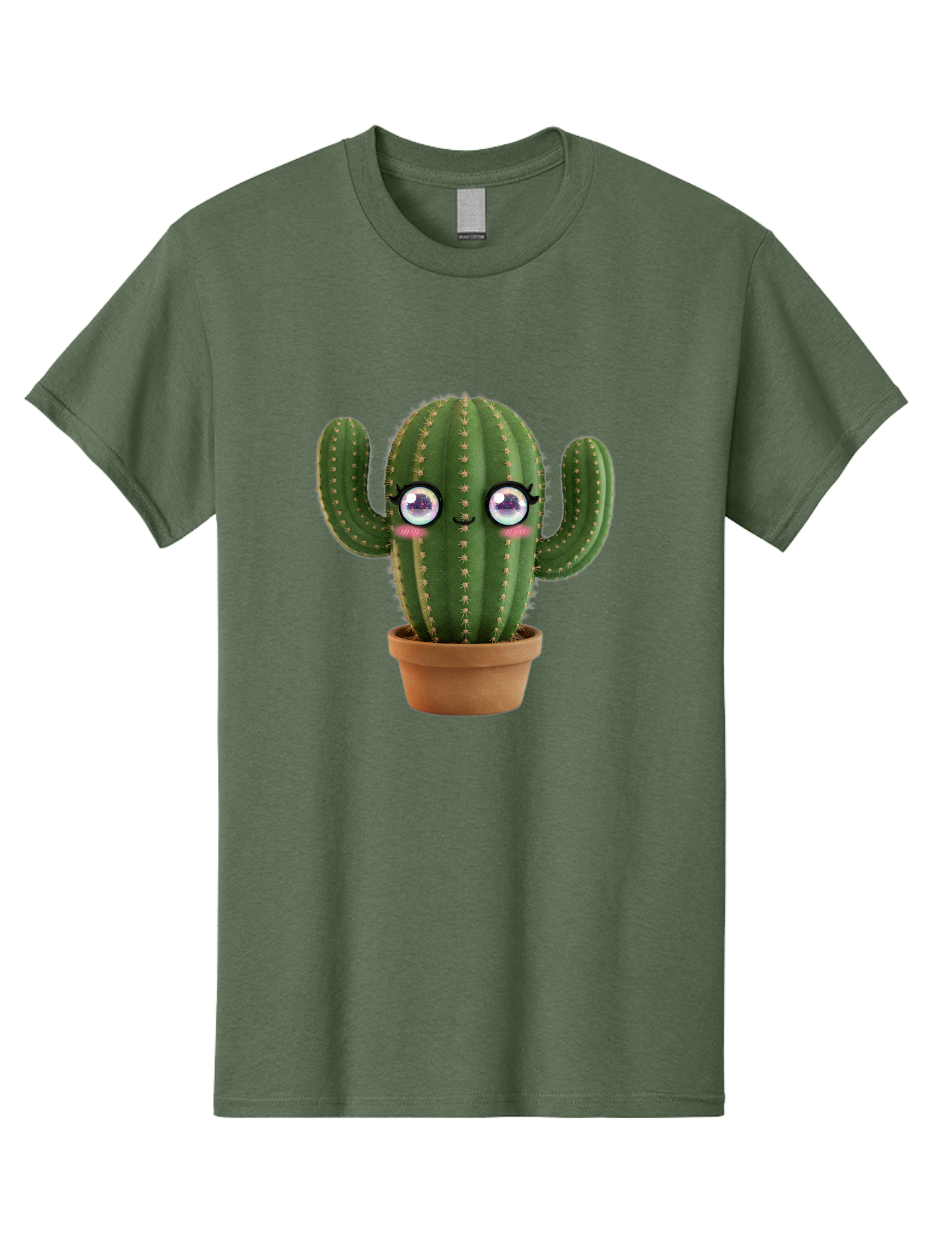 Cute-Cactus-1 Men'S Graphic Tee, 100% Cotton, Comfortable Casual Summer Wear, Machine Washable, Cartoon Cactus, Anthropomorphic Plant, Kawaii Character, Potted Cactus, Succulent Design, Funny Face, Cute Eyes, Terracotta Pot, Quirky Character, Bac961 8