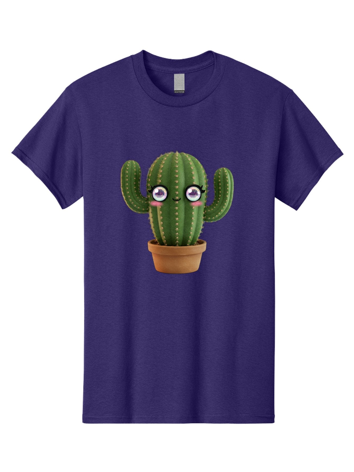 Cute-Cactus-1 Men'S Graphic Tee, 100% Cotton, Comfortable Casual Summer Wear, Machine Washable, Cartoon Cactus, Anthropomorphic Plant, Kawaii Character, Potted Cactus, Succulent Design, Funny Face, Cute Eyes, Terracotta Pot, Quirky Character, Bac961 13