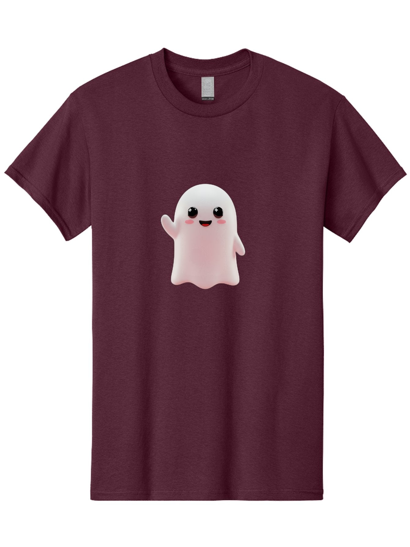 Cute-Ghost Men'S Graphic Tee, 100% Cotton, Comfortable Casual Summer Wear, Machine Washable, Happy Ghost, Cartoon Character, Friendly Spirit, Kawaii Design, Smiling Face, Waving Hand, Adorable Illustration, Cute Eyes, Playful Gesture, Bac963 9