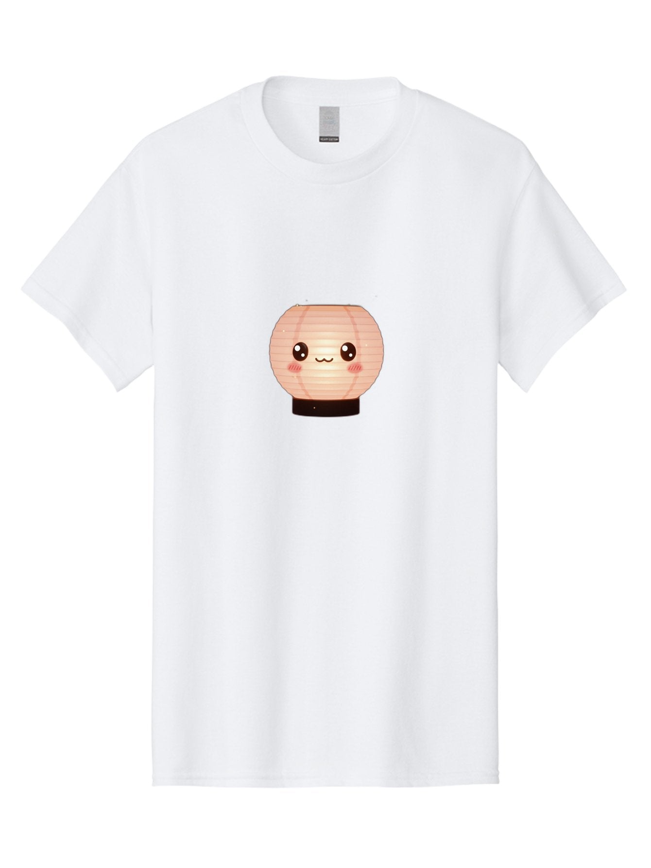 Cute-Lantern-1 Men'S Graphic Tee, 100% Cotton, Comfortable Casual Summer Wear, Machine Washable, Paper Lantern, Cute Cartoon Character, Kawaii Design, Pink Hues, Smiling Face, Endearing Expression, Playful Illustration, Japanese Culture, Bac966