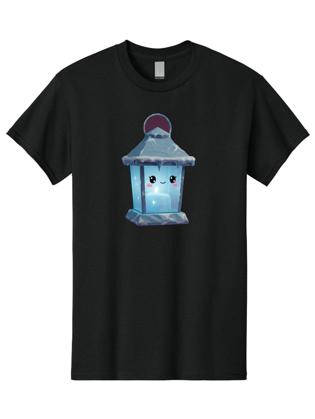 Cute-Lantern-2 Men'S Graphic Tee, 100% Cotton, Comfortable Casual Summer Wear, Machine Washable, Cute Lantern, Cartoon-Style Lantern, Smiling Face, Glowing Candle, Festive Atmosphere, Icy Blue, Sparkly, Adorable Character, Bac967 5