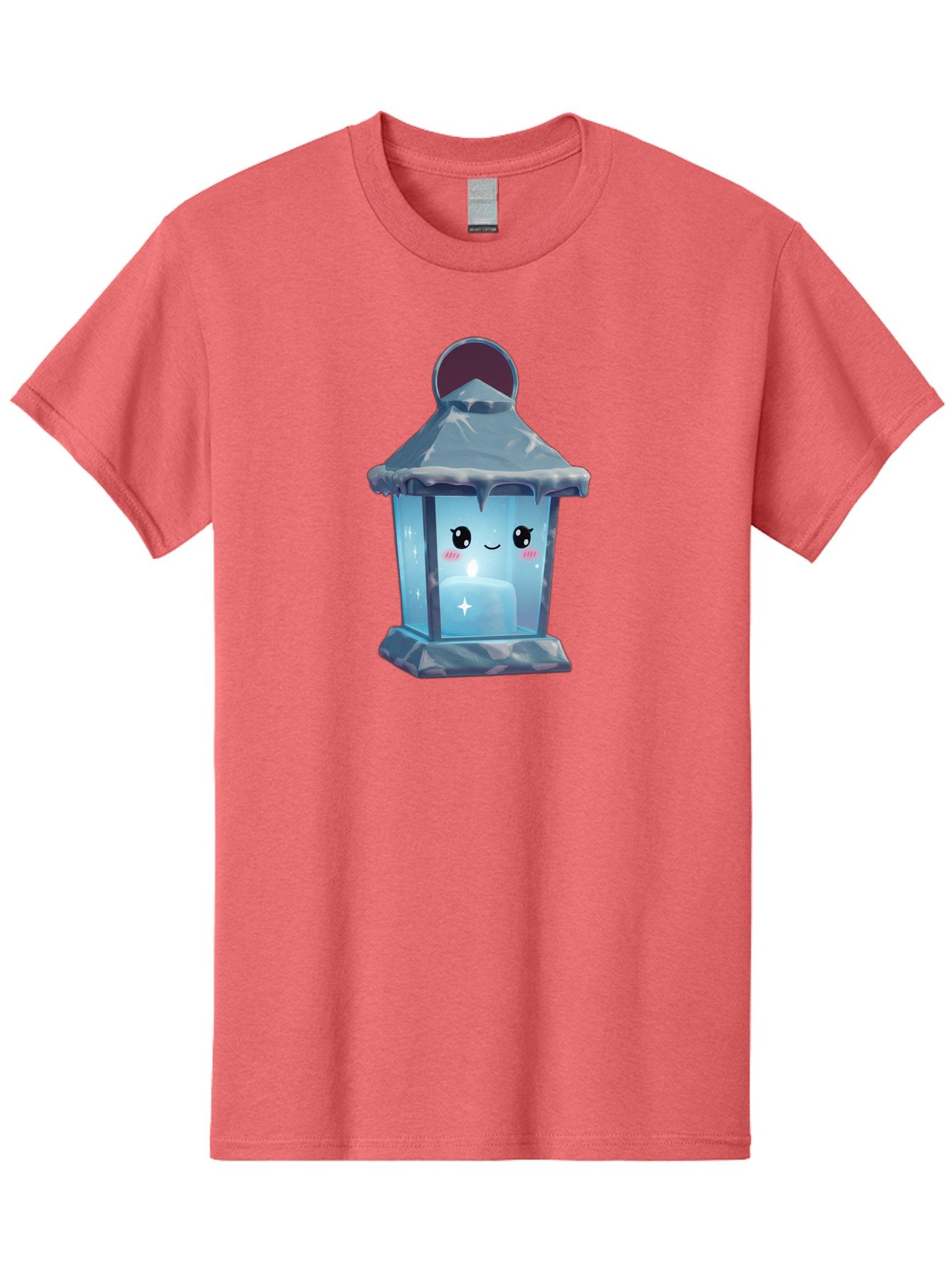 Cute-Lantern-2 Men'S Graphic Tee, 100% Cotton, Comfortable Casual Summer Wear, Machine Washable, Cute Lantern, Cartoon-Style Lantern, Smiling Face, Glowing Candle, Festive Atmosphere, Icy Blue, Sparkly, Adorable Character, Bac967 9