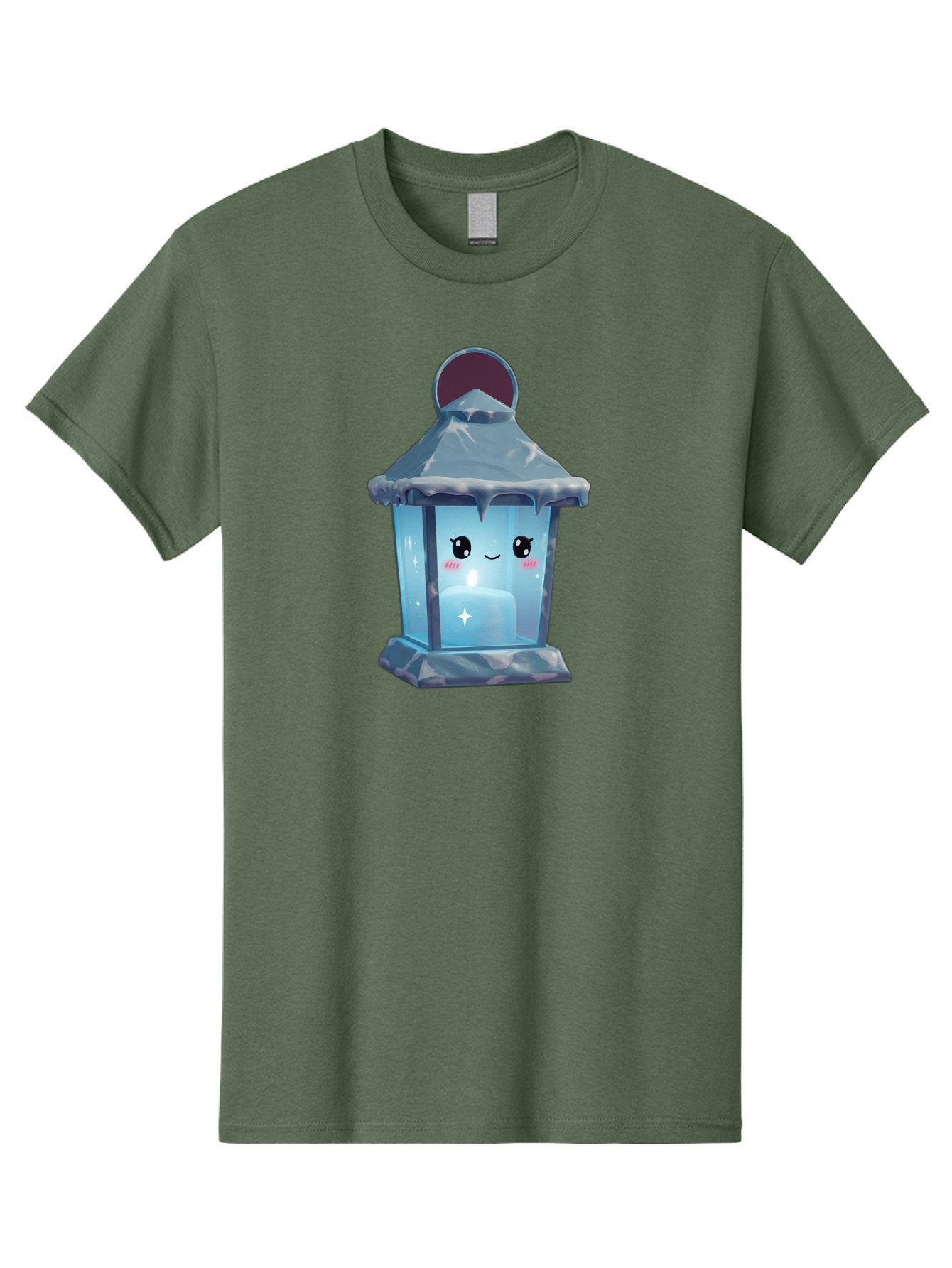 Cute-Lantern-2 Men'S Graphic Tee, 100% Cotton, Comfortable Casual Summer Wear, Machine Washable, Cute Lantern, Cartoon-Style Lantern, Smiling Face, Glowing Candle, Festive Atmosphere, Icy Blue, Sparkly, Adorable Character, Bac967 7