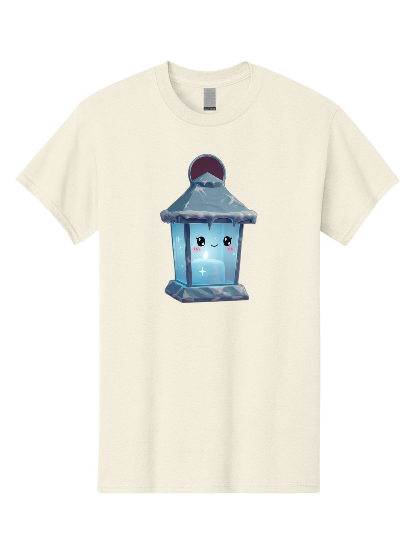 Cute-Lantern-2 Men'S Graphic Tee, 100% Cotton, Comfortable Casual Summer Wear, Machine Washable, Cute Lantern, Cartoon-Style Lantern, Smiling Face, Glowing Candle, Festive Atmosphere, Icy Blue, Sparkly, Adorable Character, Bac967 11