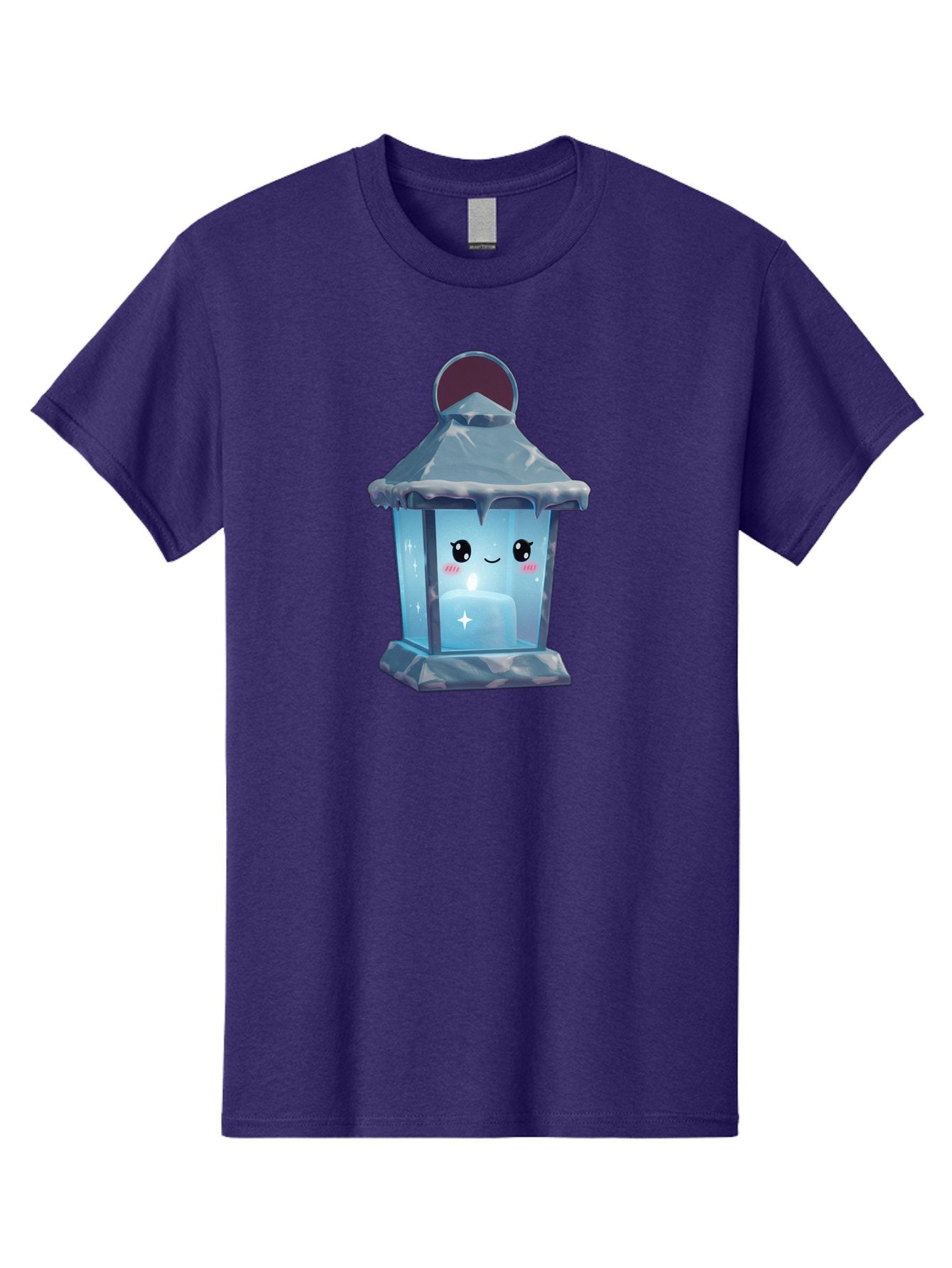 Cute-Lantern-2 Men'S Graphic Tee, 100% Cotton, Comfortable Casual Summer Wear, Machine Washable, Cute Lantern, Cartoon-Style Lantern, Smiling Face, Glowing Candle, Festive Atmosphere, Icy Blue, Sparkly, Adorable Character, Bac967