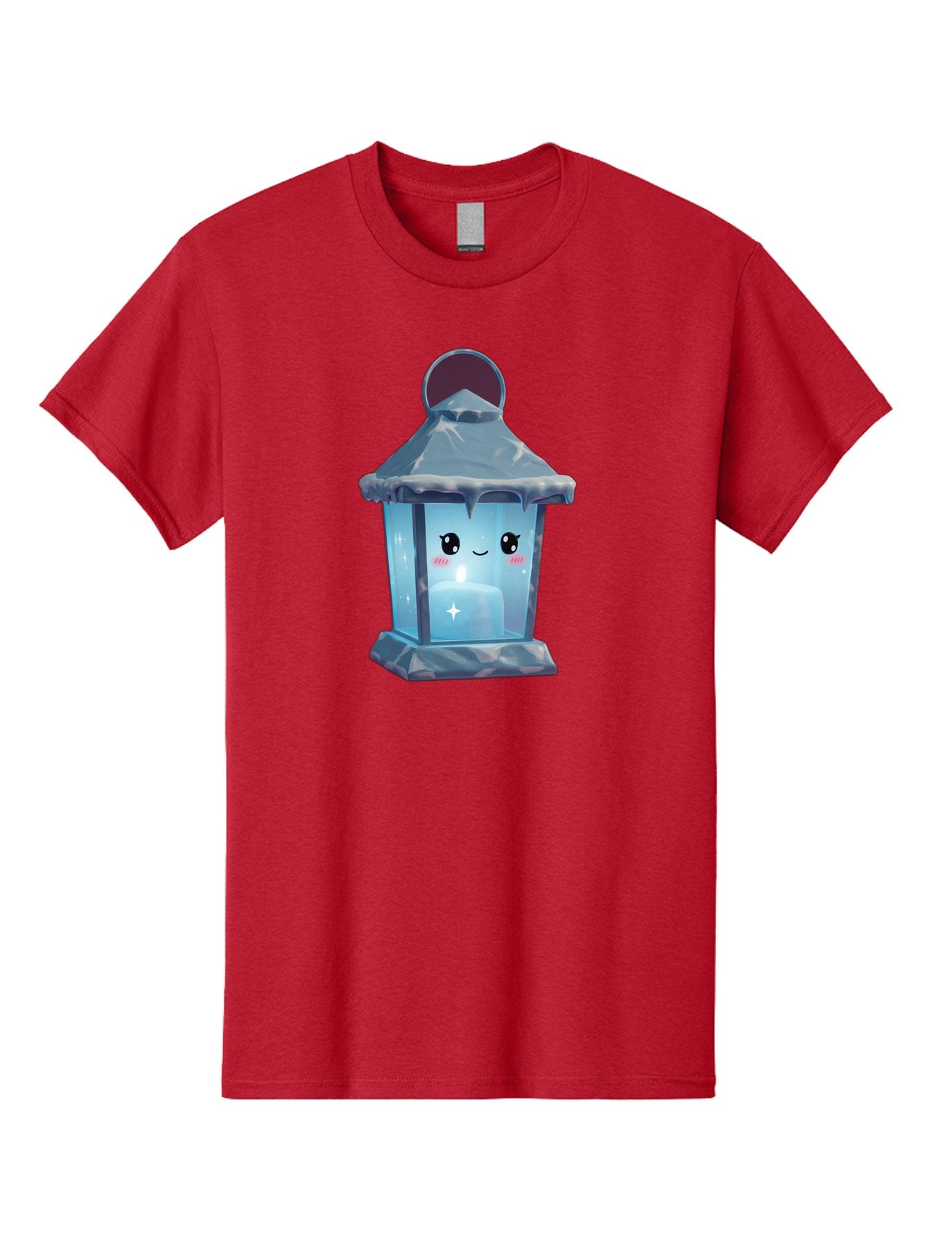 Cute-Lantern-2 Men'S Graphic Tee, 100% Cotton, Comfortable Casual Summer Wear, Machine Washable, Cute Lantern, Cartoon-Style Lantern, Smiling Face, Glowing Candle, Festive Atmosphere, Icy Blue, Sparkly, Adorable Character, Bac967 4