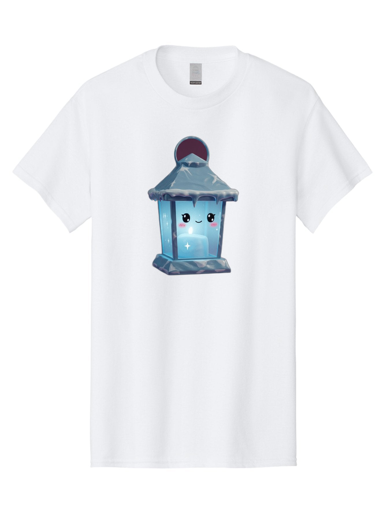 Cute-Lantern-2 Men'S Graphic Tee, 100% Cotton, Comfortable Casual Summer Wear, Machine Washable, Cute Lantern, Cartoon-Style Lantern, Smiling Face, Glowing Candle, Festive Atmosphere, Icy Blue, Sparkly, Adorable Character, Bac967 8