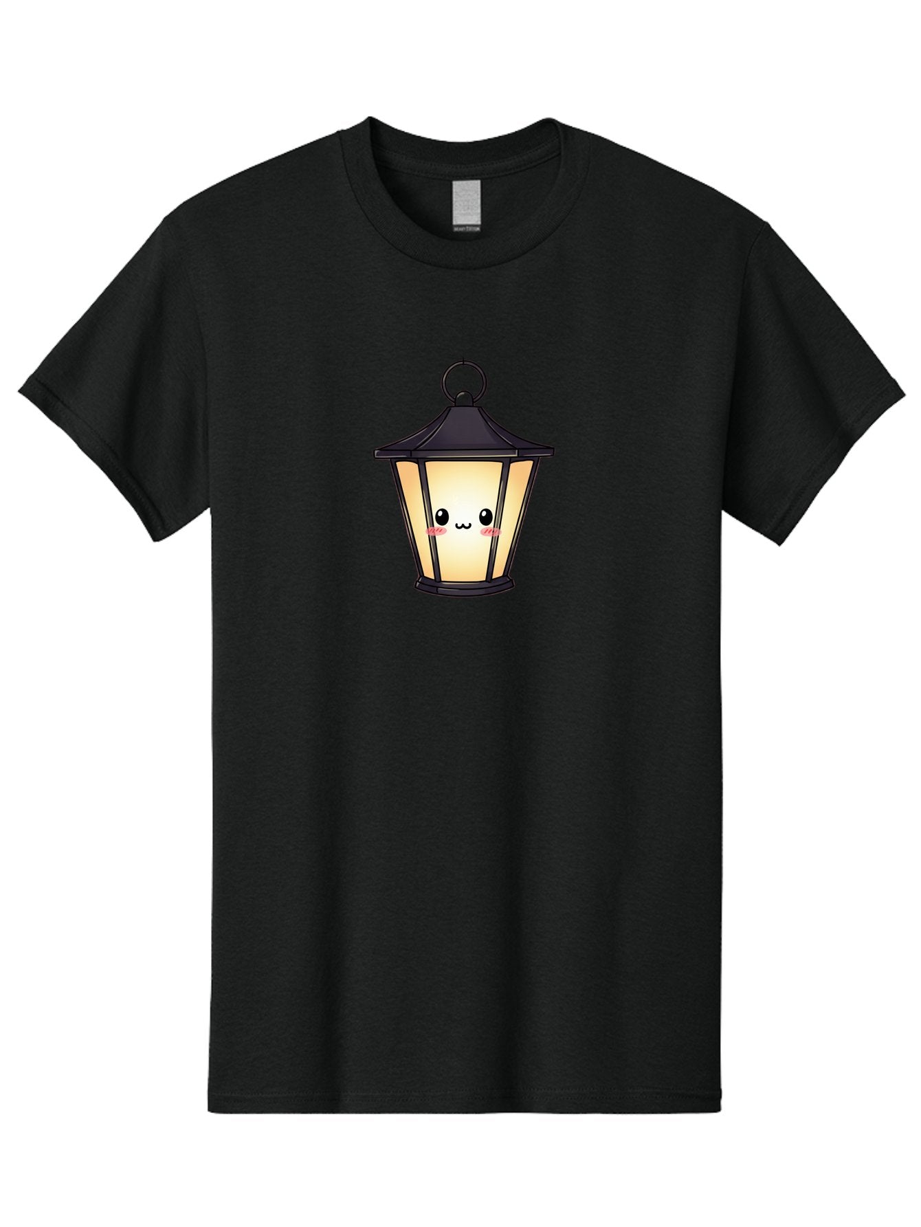 Cute-Lantern-3 Men'S Graphic Tee, 100% Cotton, Comfortable Casual Summer Wear, Machine Washable, Kawaii Lamp, Cute Cartoon Character, Cute Face, Black Lantern, Glowing Light, Hanging Lamp, Adorable Illustration, Soft Lighting, Bac968 12