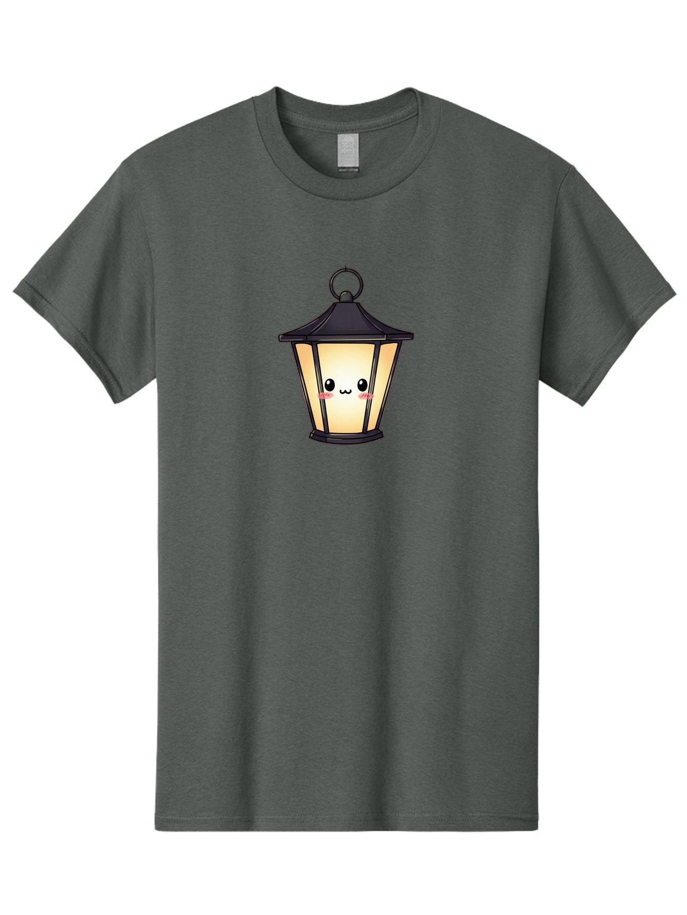 Cute-Lantern-3 Men'S Graphic Tee, 100% Cotton, Comfortable Casual Summer Wear, Machine Washable, Kawaii Lamp, Cute Cartoon Character, Cute Face, Black Lantern, Glowing Light, Hanging Lamp, Adorable Illustration, Soft Lighting, Bac968 13