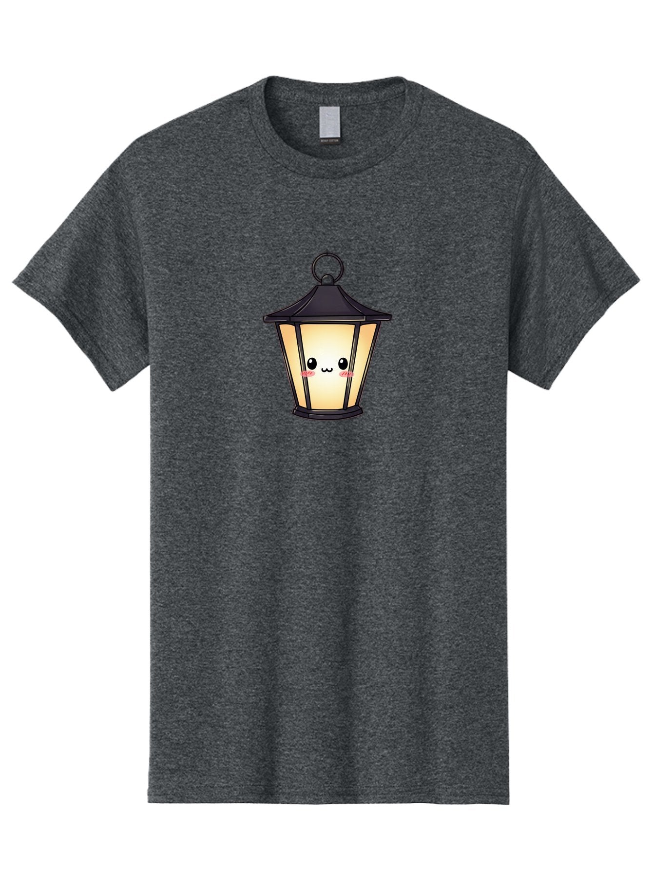 Cute-Lantern-3 Men'S Graphic Tee, 100% Cotton, Comfortable Casual Summer Wear, Machine Washable, Kawaii Lamp, Cute Cartoon Character, Cute Face, Black Lantern, Glowing Light, Hanging Lamp, Adorable Illustration, Soft Lighting, Bac968 9
