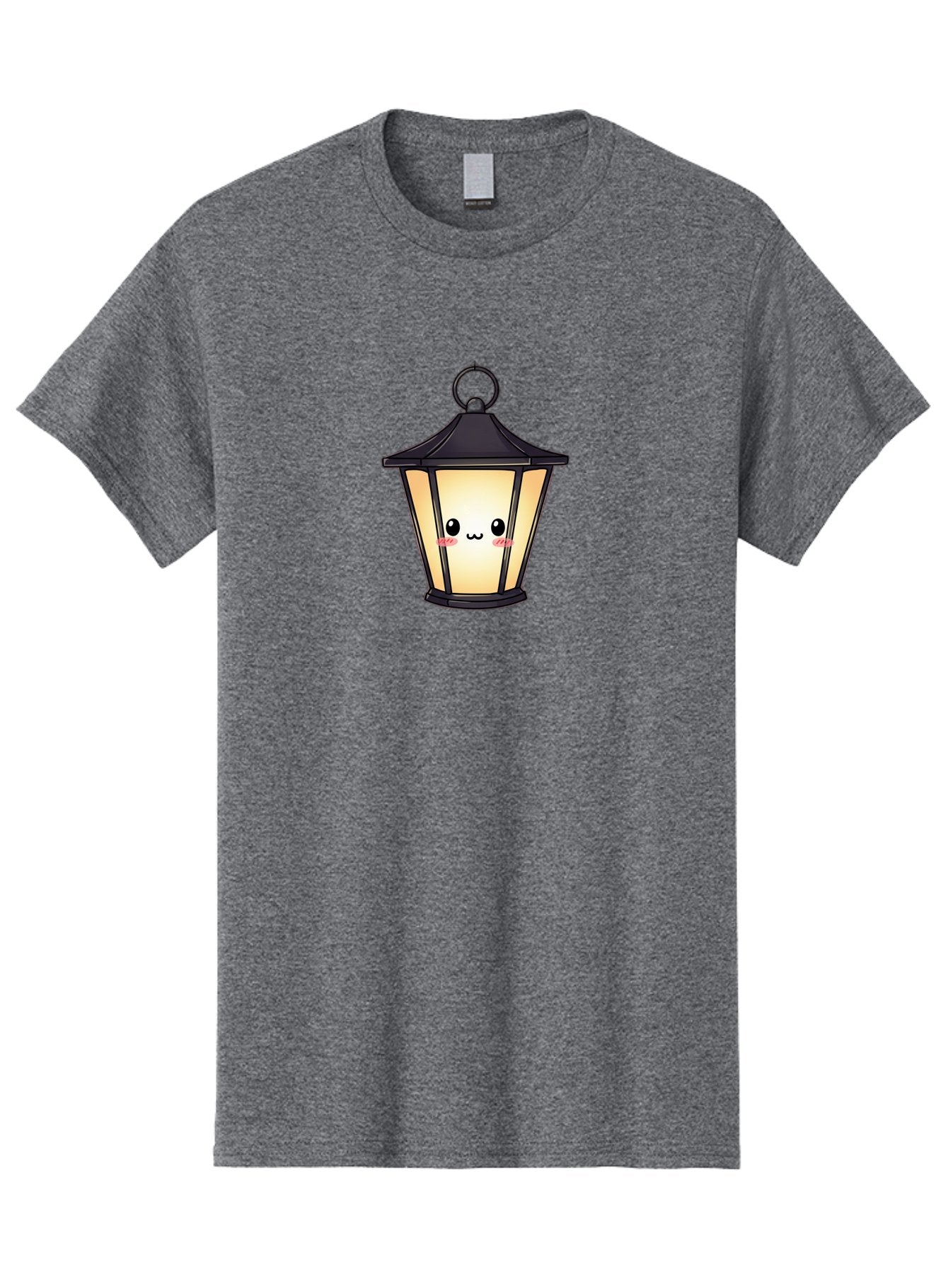 Cute-Lantern-3 Men'S Graphic Tee, 100% Cotton, Comfortable Casual Summer Wear, Machine Washable, Kawaii Lamp, Cute Cartoon Character, Cute Face, Black Lantern, Glowing Light, Hanging Lamp, Adorable Illustration, Soft Lighting, Bac968 7