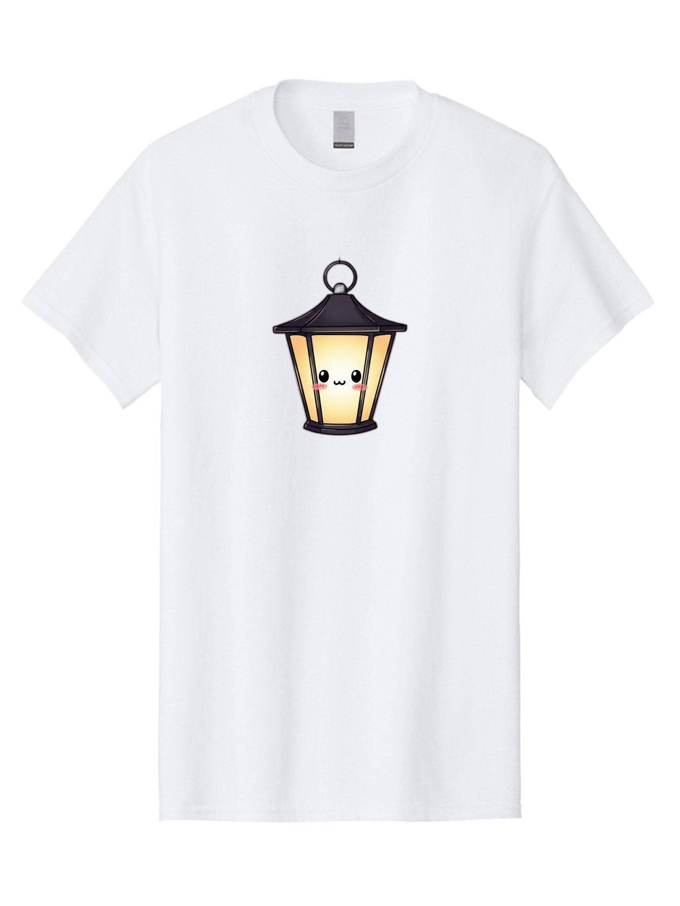 Cute-Lantern-3 Men'S Graphic Tee, 100% Cotton, Comfortable Casual Summer Wear, Machine Washable, Kawaii Lamp, Cute Cartoon Character, Cute Face, Black Lantern, Glowing Light, Hanging Lamp, Adorable Illustration, Soft Lighting, Bac968 15